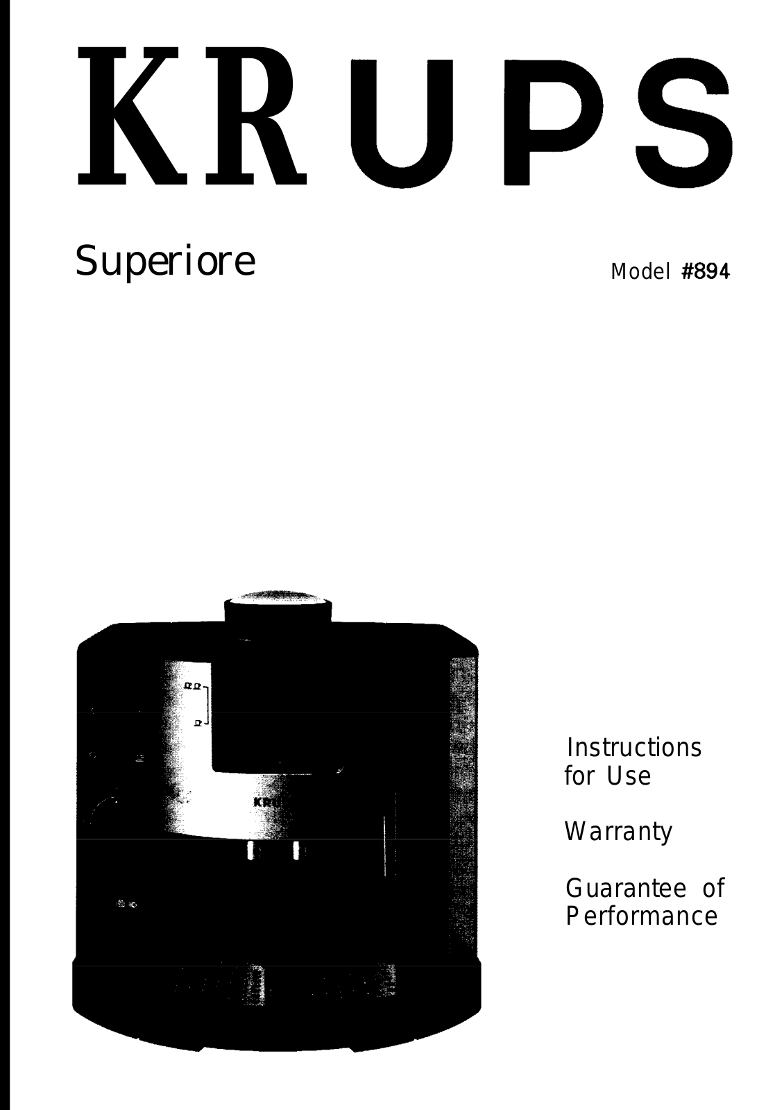 Krups SUPERIORE, 894 User Manual