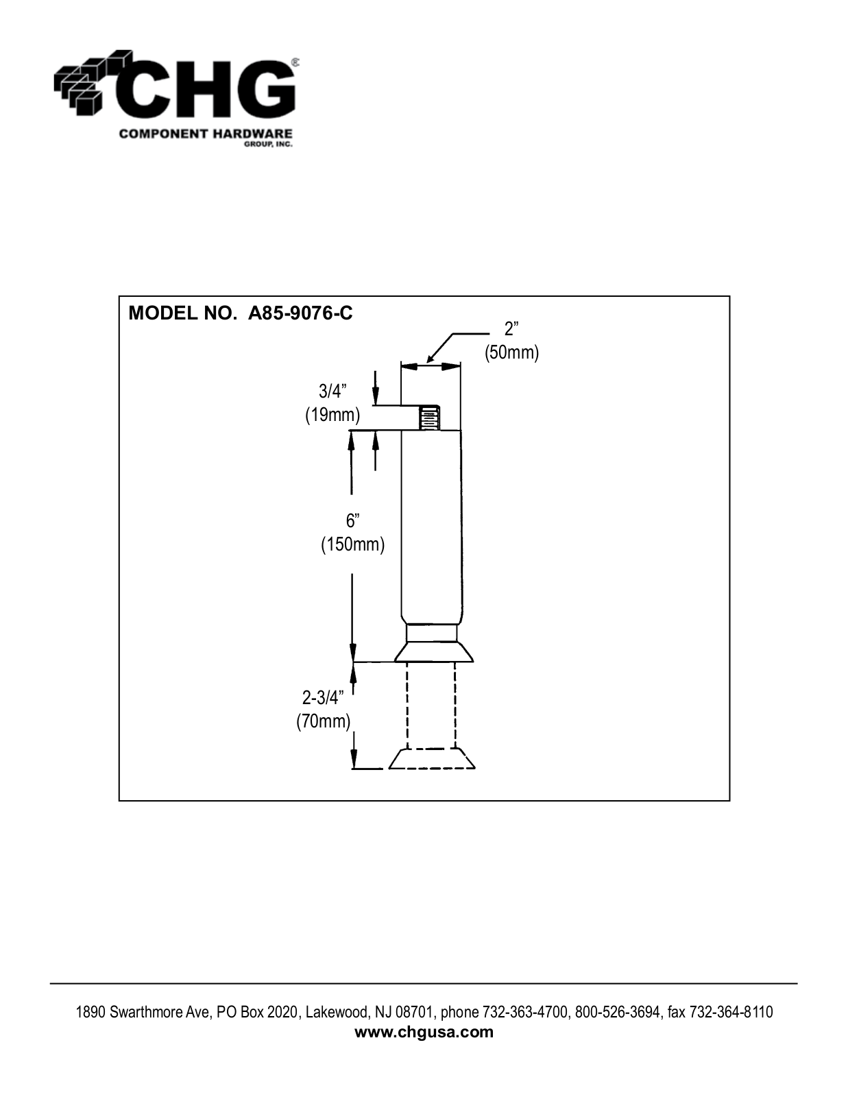 Component Hardware A85-9076-C User Manual