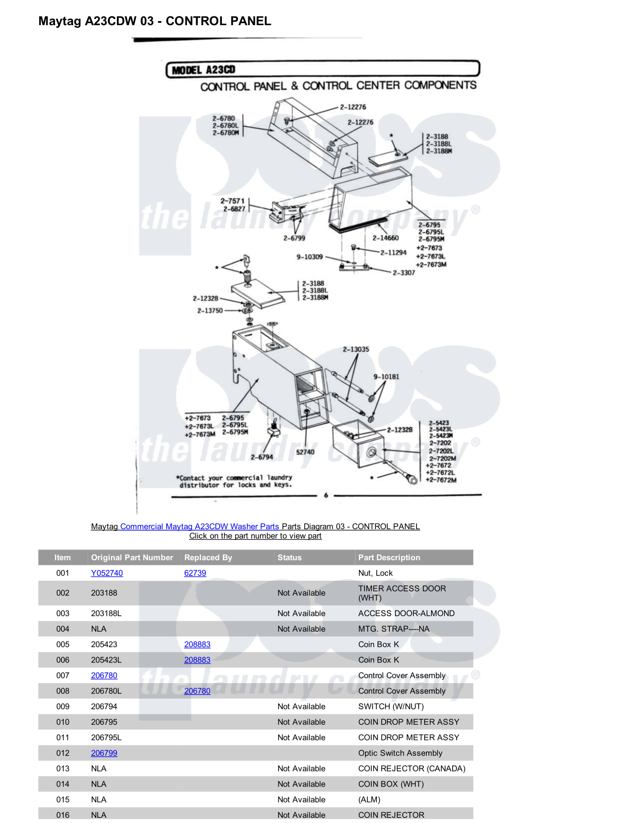 Maytag A23CDW Parts Diagram