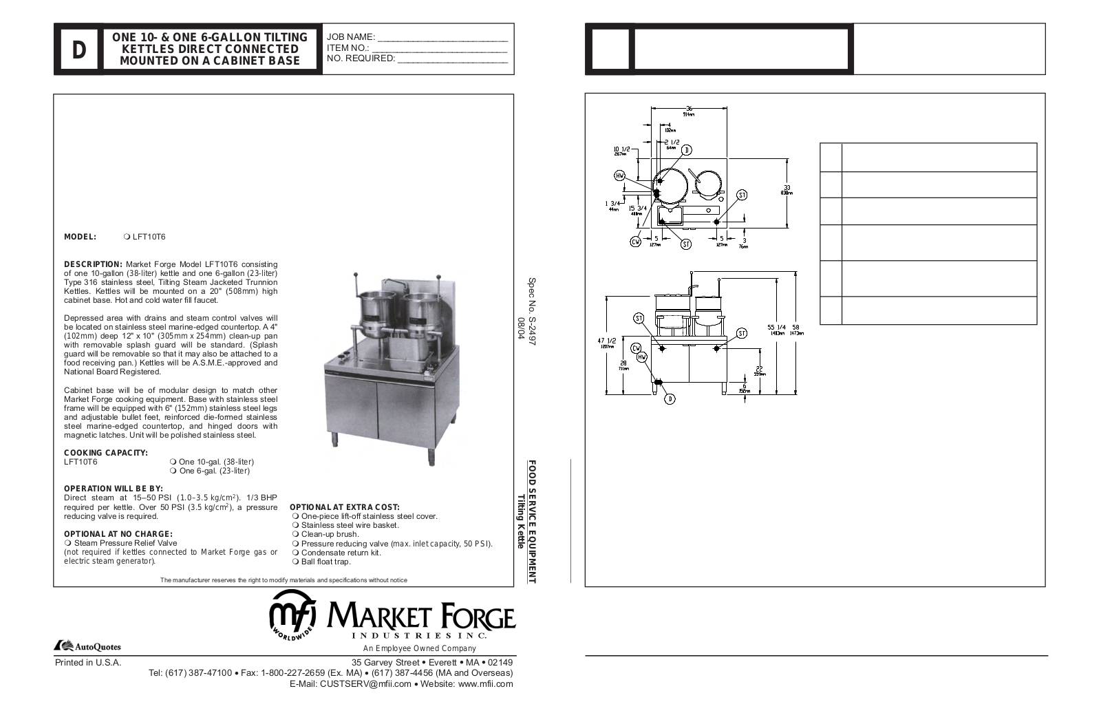 Market Forge LFT10T6 User Manual