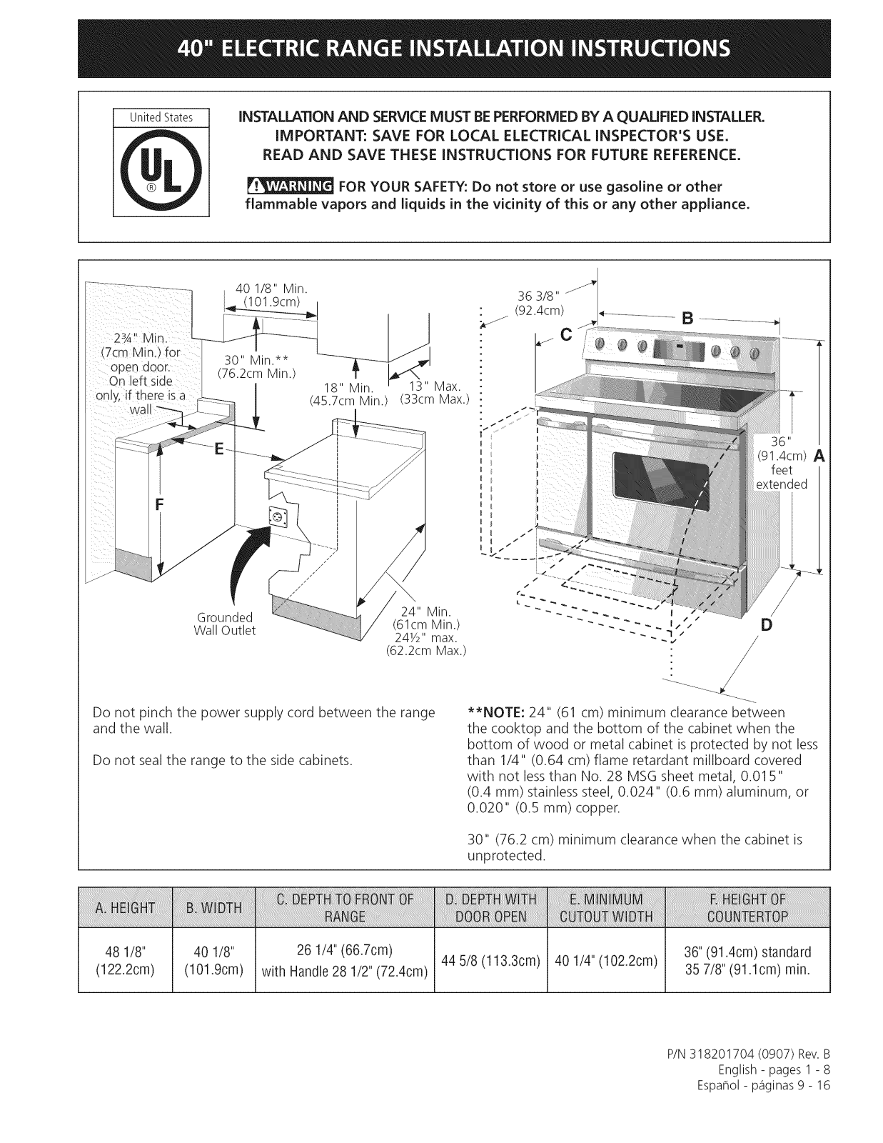 Frigidaire FPEF4085KFA, FPEF4085KFB, FPEF4085KFC Installation Guide - ManualMachine.com