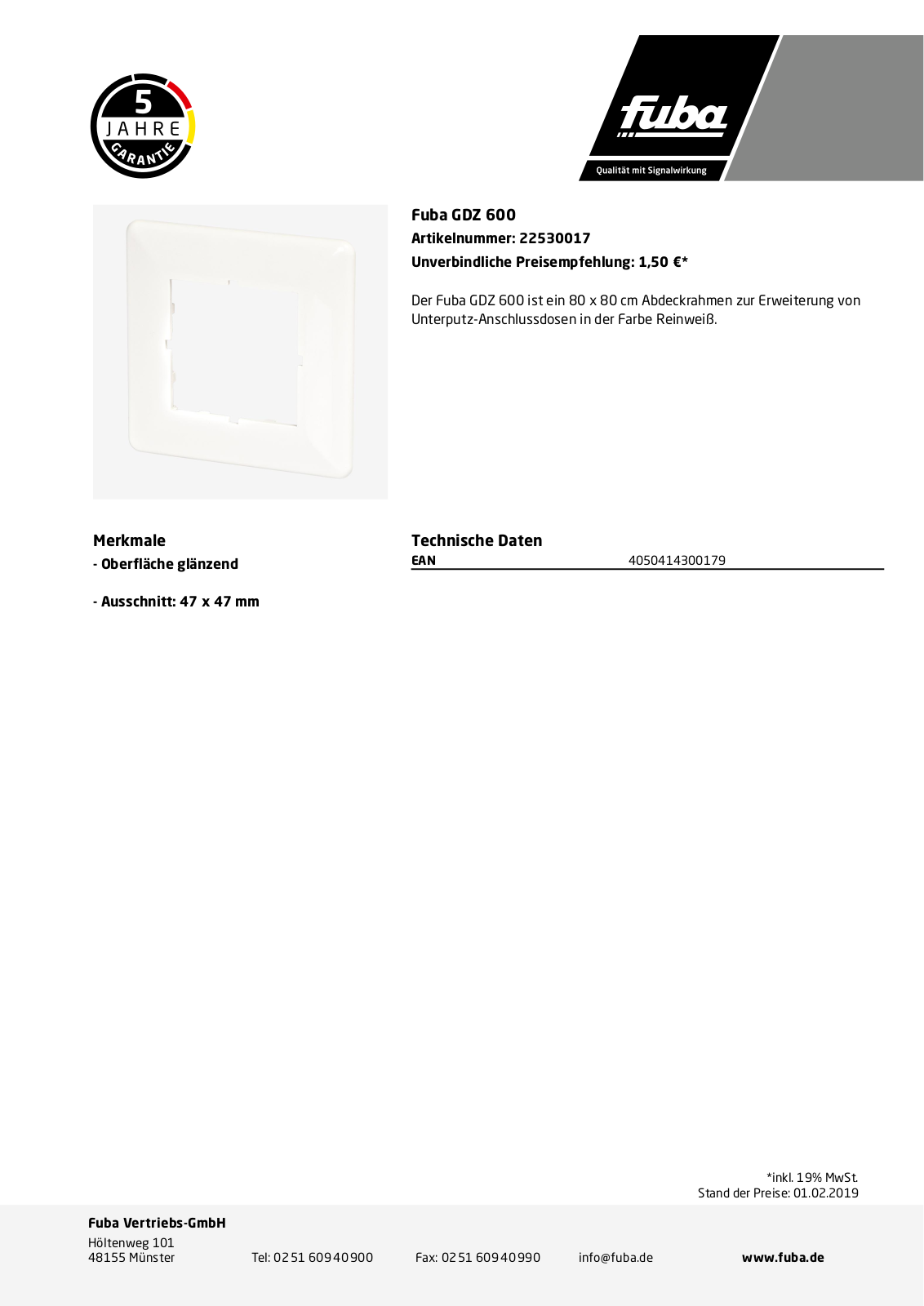 Fuba GDZ 600 Technische Daten - ManualMachine.com