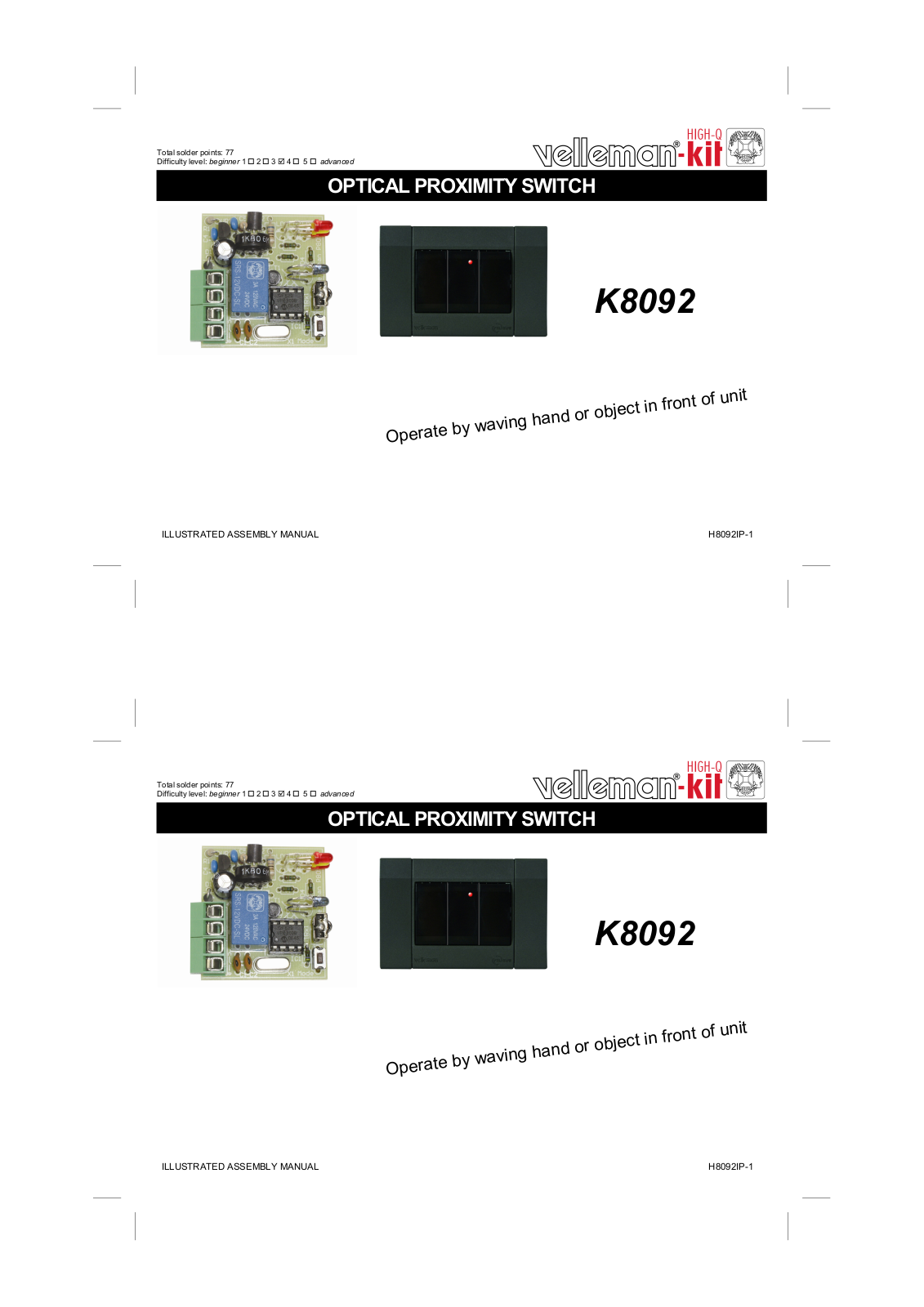 Velleman К8092 User Manual