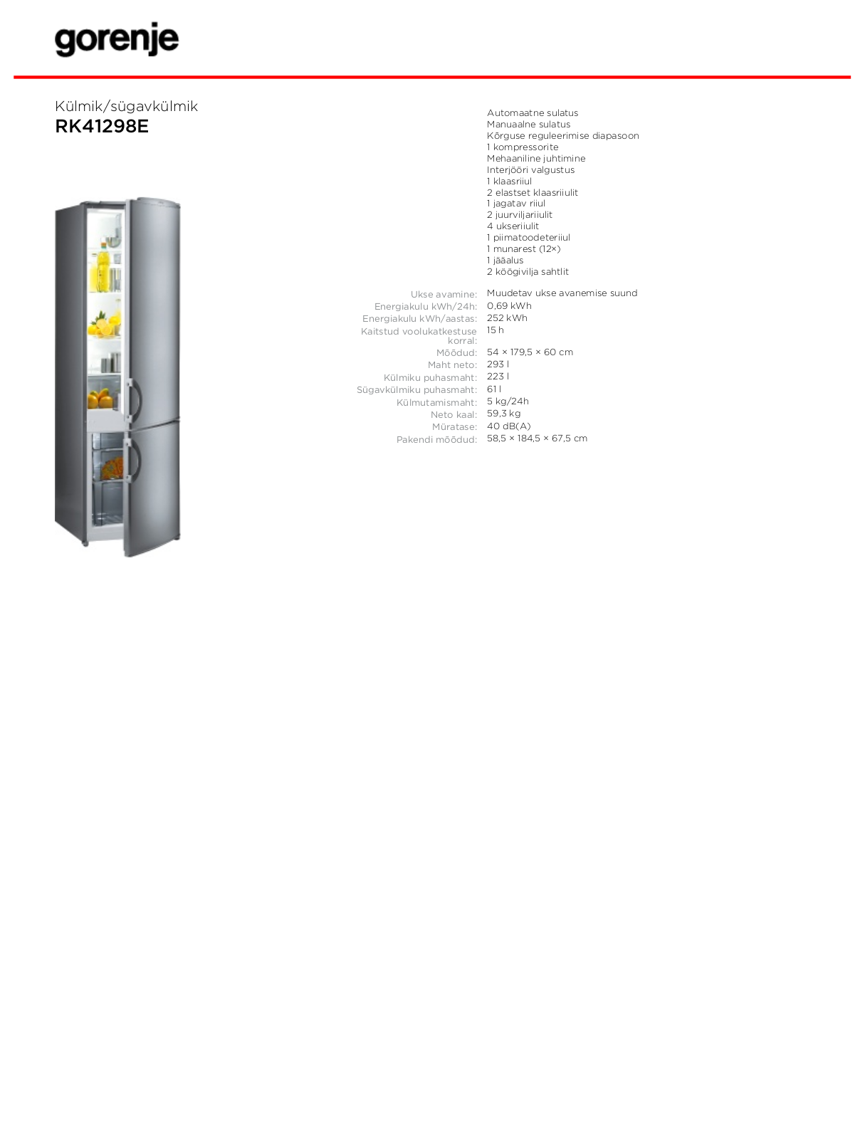 Gorenje RK41298E BROCHURE