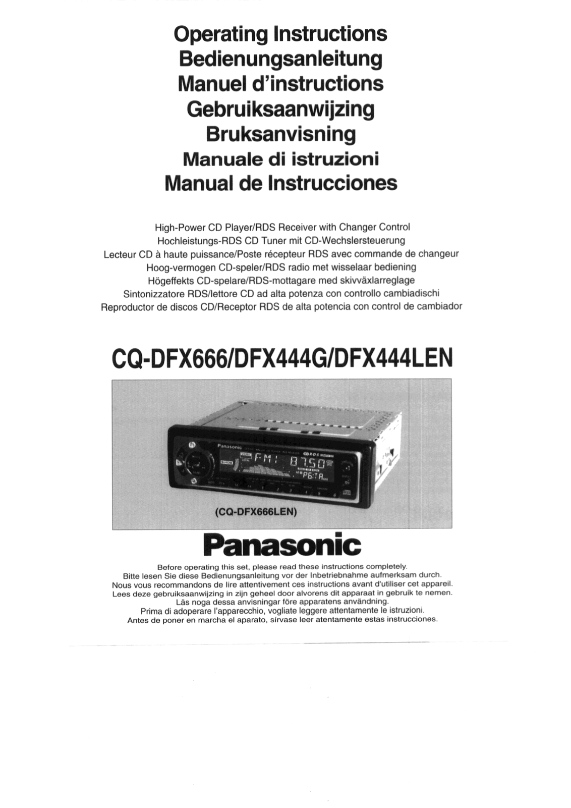 Panasonic CQ-DFX444, CQ-DFX666 User Manual