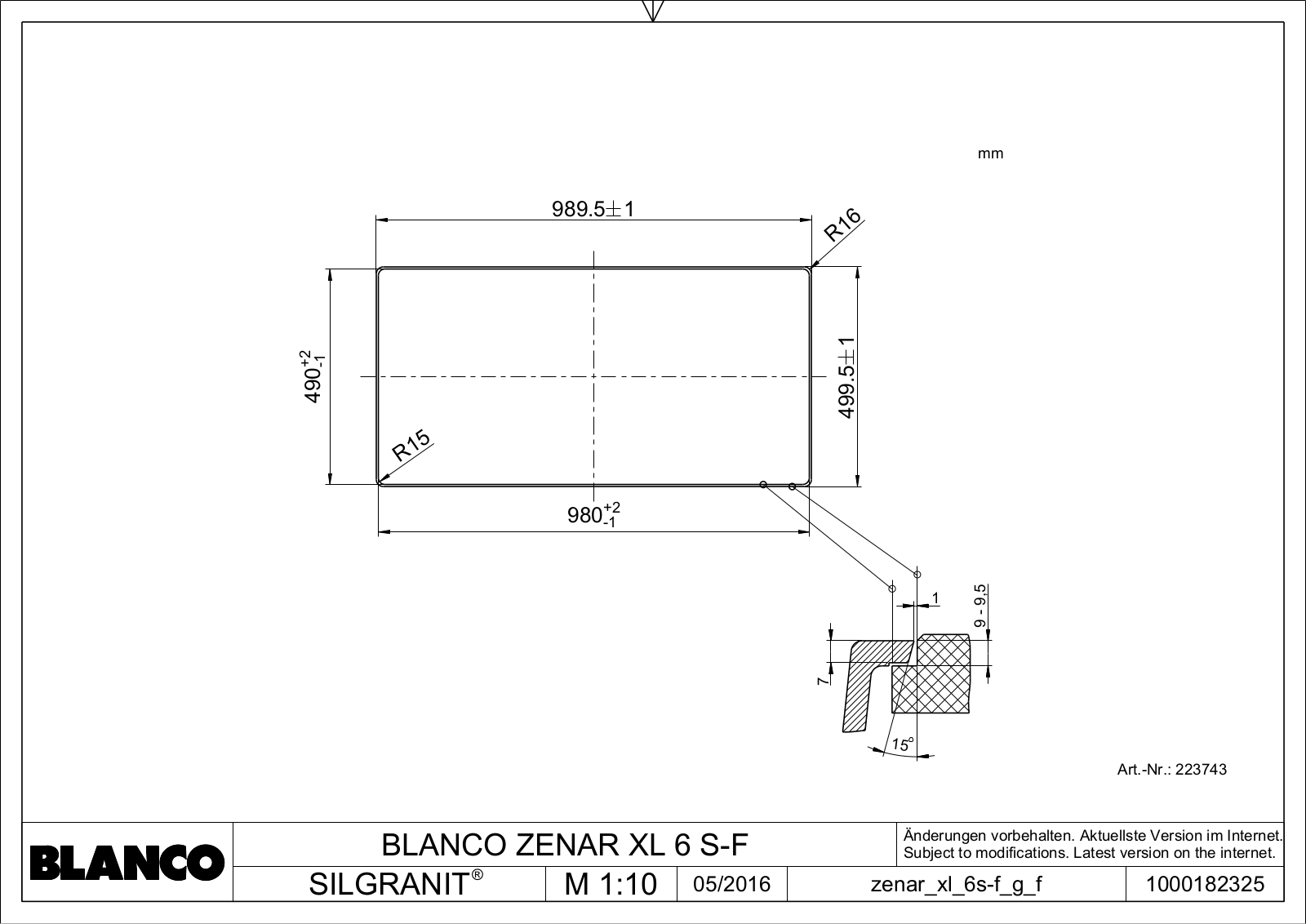 Blanco ZENAR XL 6S-F User Manual