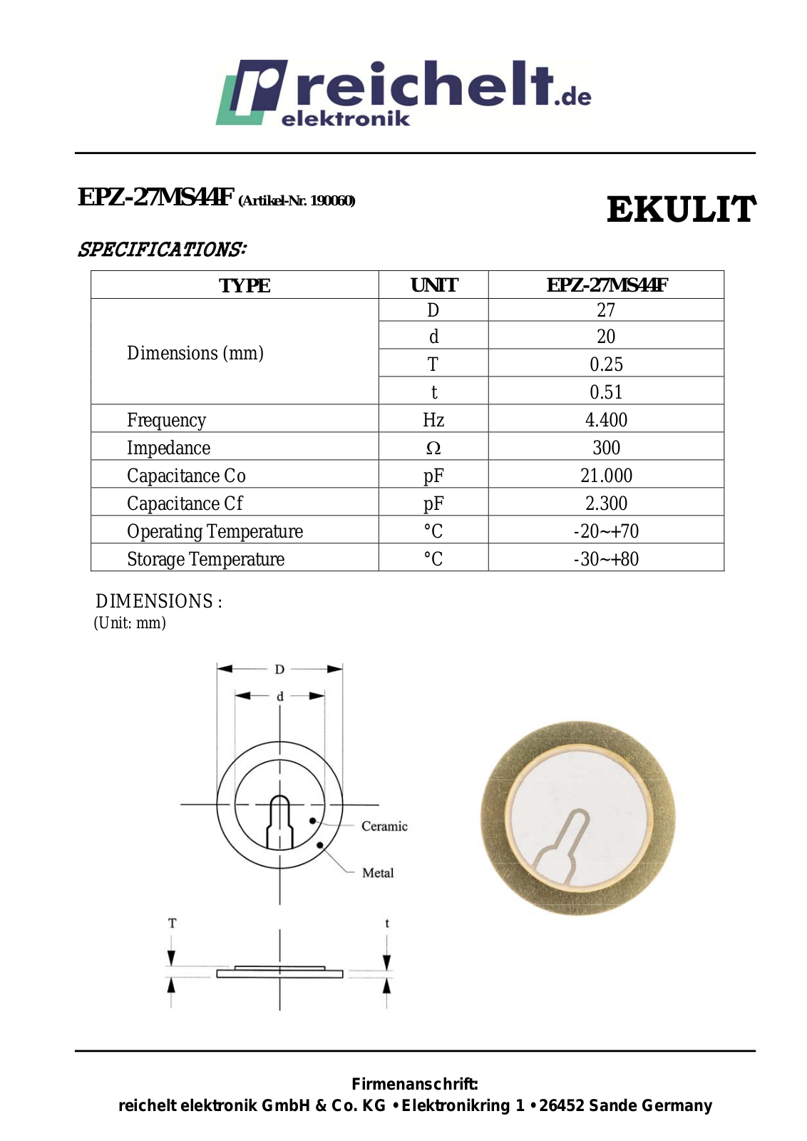 EKULIT EPZ-27MS44F Datasheet - ManualMachine.com