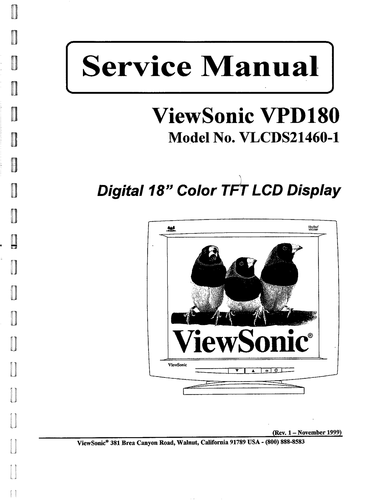 Viewsonic VPD180-1 Service Manual 1a