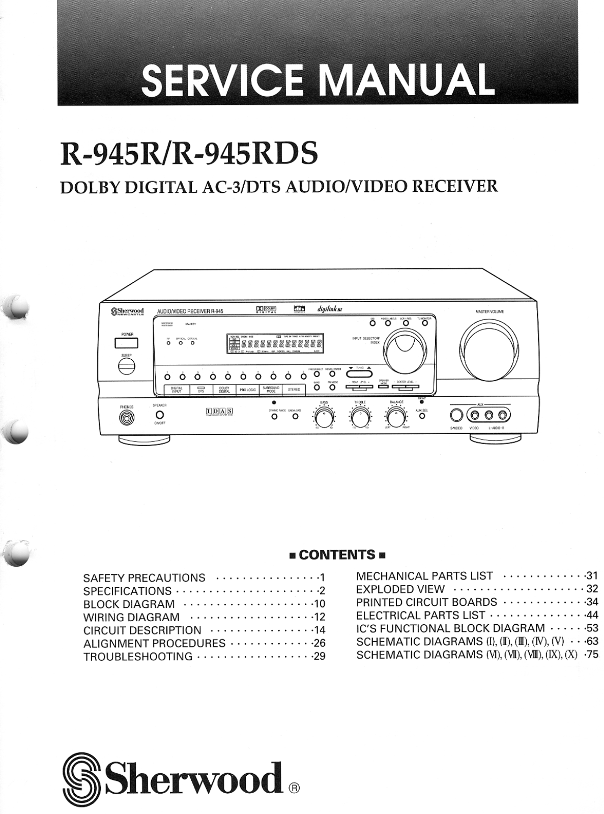 Sherwood R-945R, R-945RDS Service manual