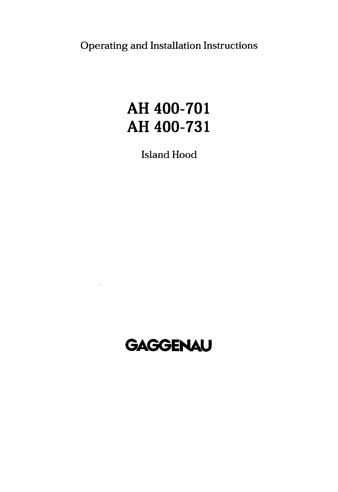 Gaggenau AH 400-131 User Manual