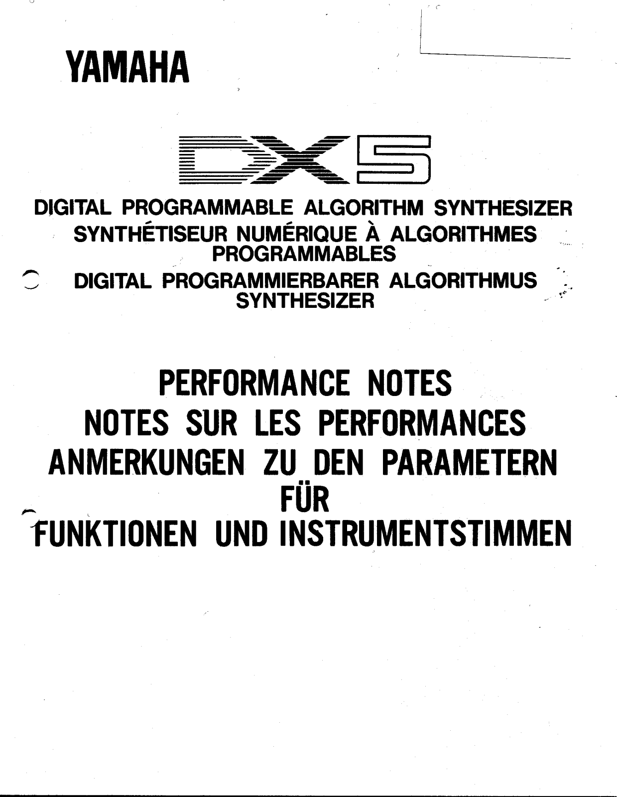 Yamaha DX5E2, DX5 User Manual