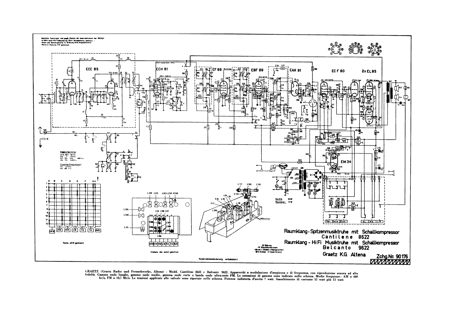 Graetz cantilene 8622, balcanic 9622 schematic