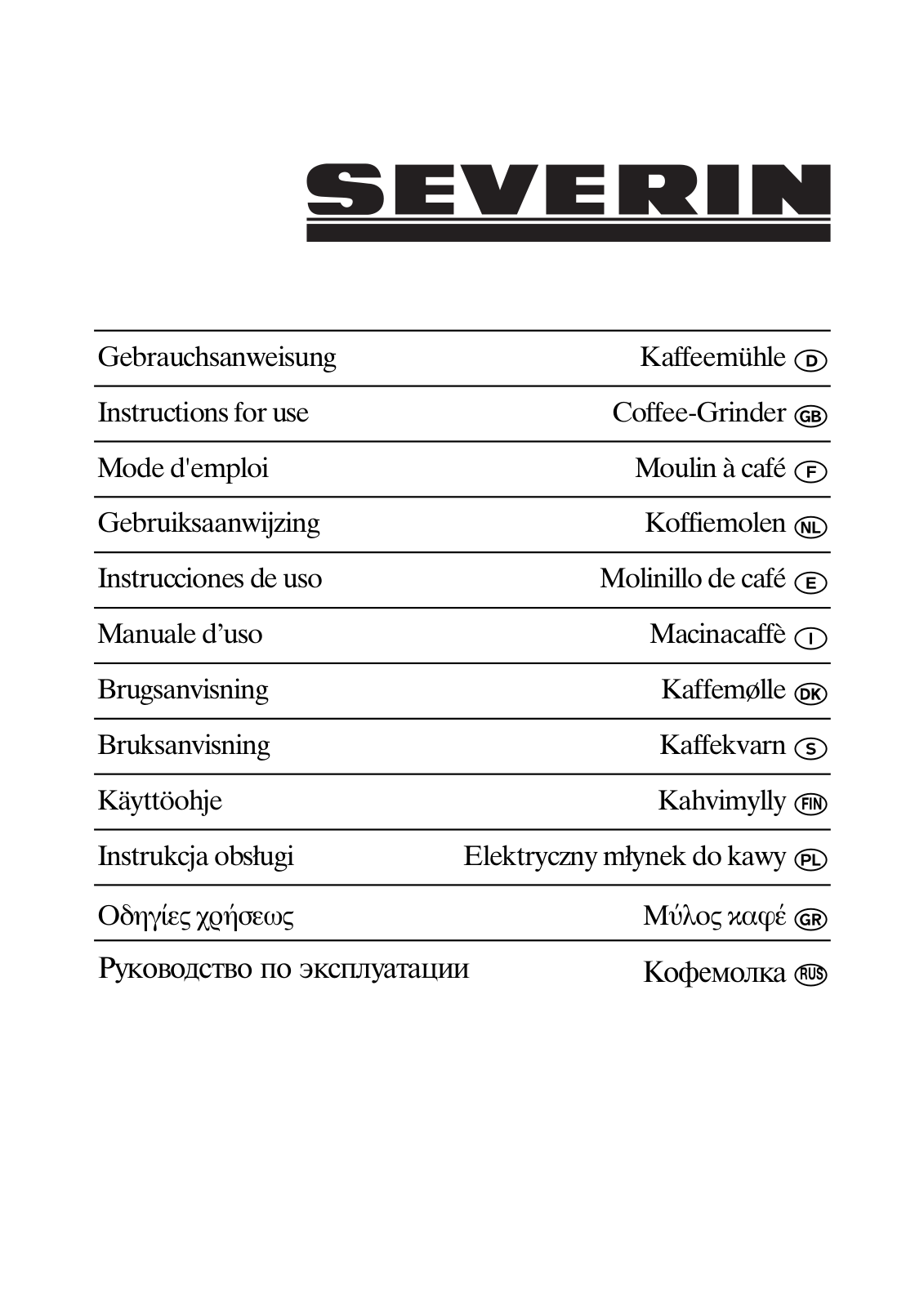 SEVERIN KV-3869 Instructions For Use Manual