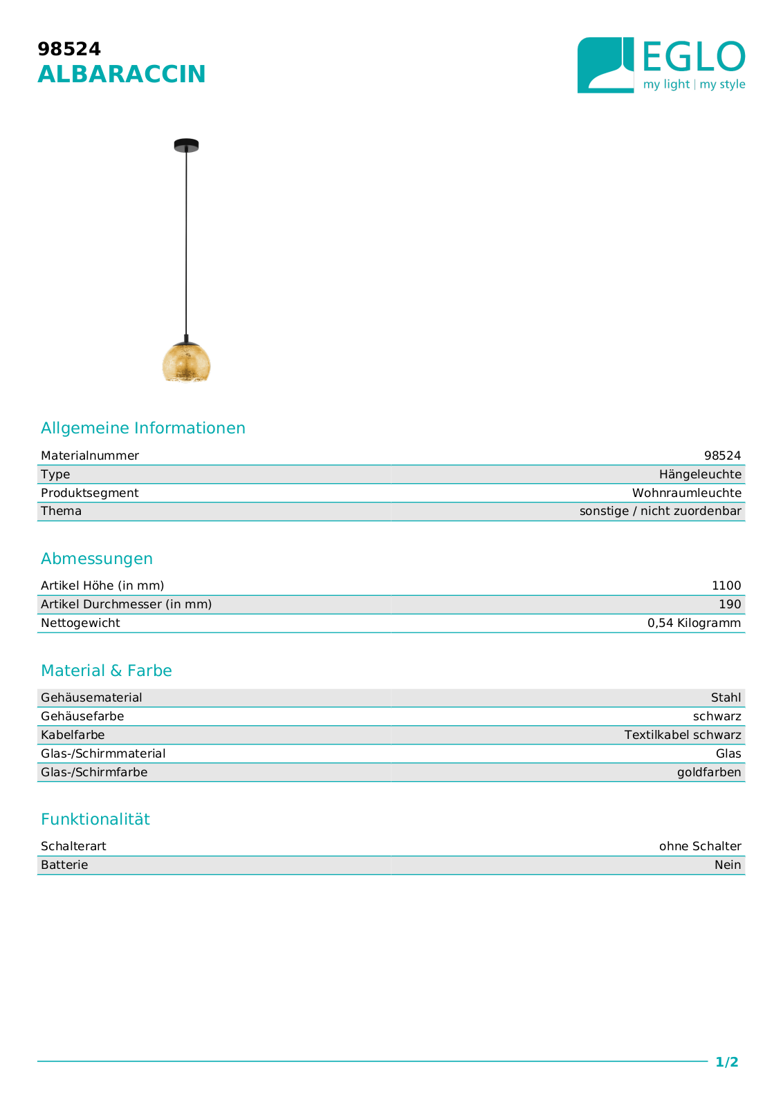 Eglo 98524 Service Manual