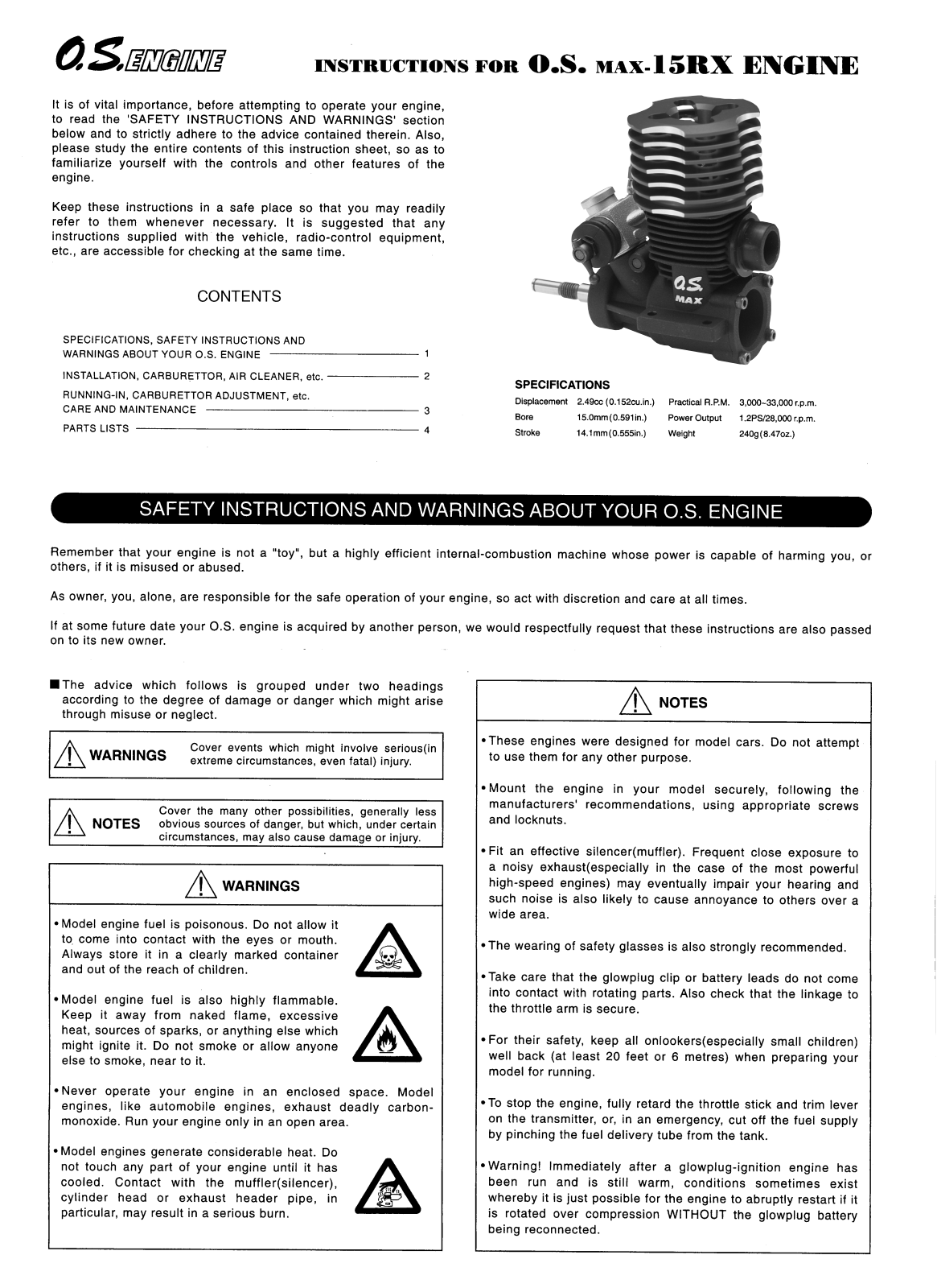 O.S.Engines max-15RX User Manual