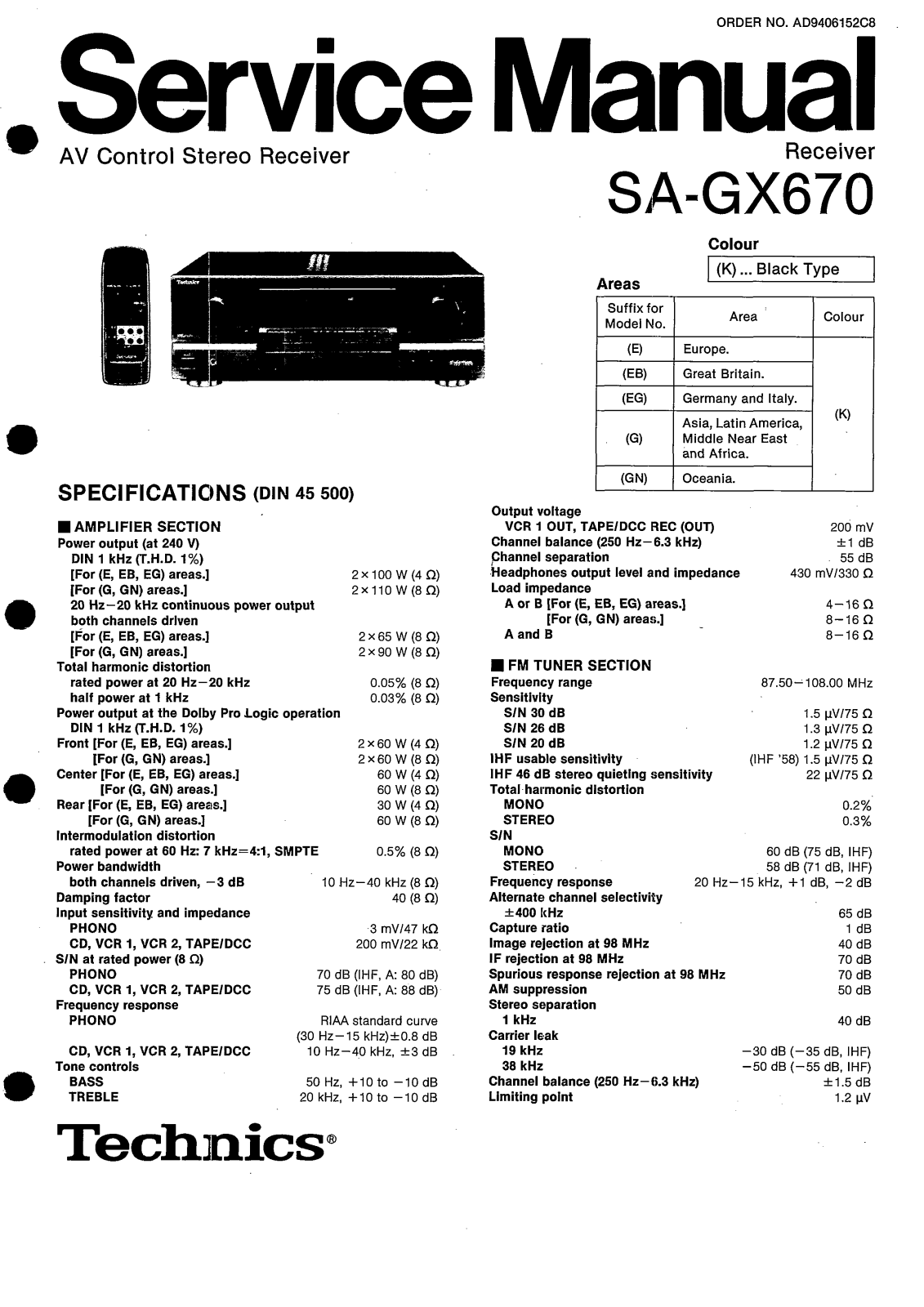 SA SA GX670 Service Manual