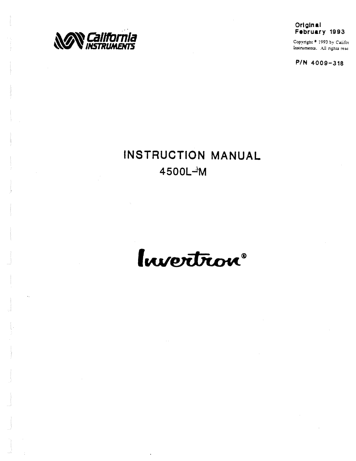 California Instruments 4500L-M Service manual