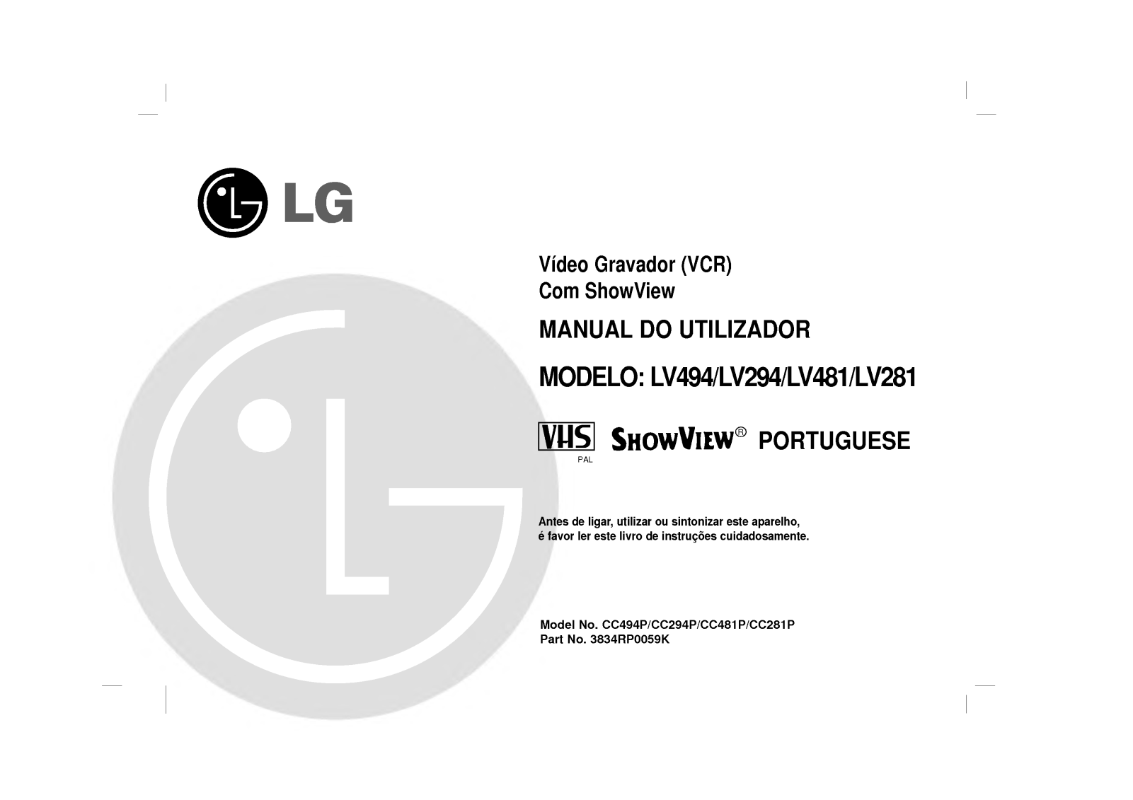 Lg LV294, LV281, LV481, LV494 user Manual