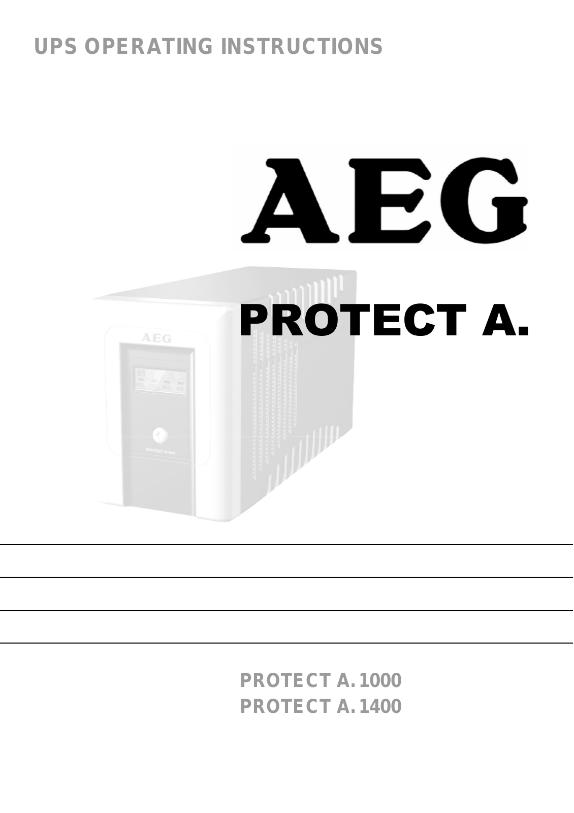 AEG PROTECT A. 1000, PROTECT A. 1400 User guide