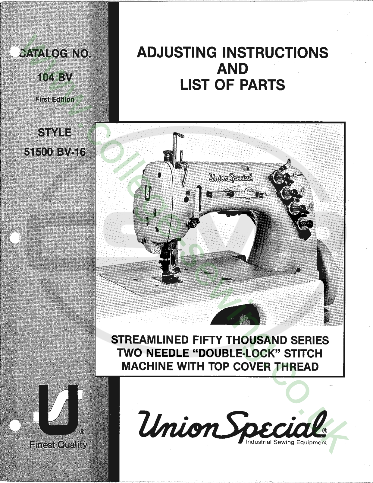 Union Special 104BV Parts Book