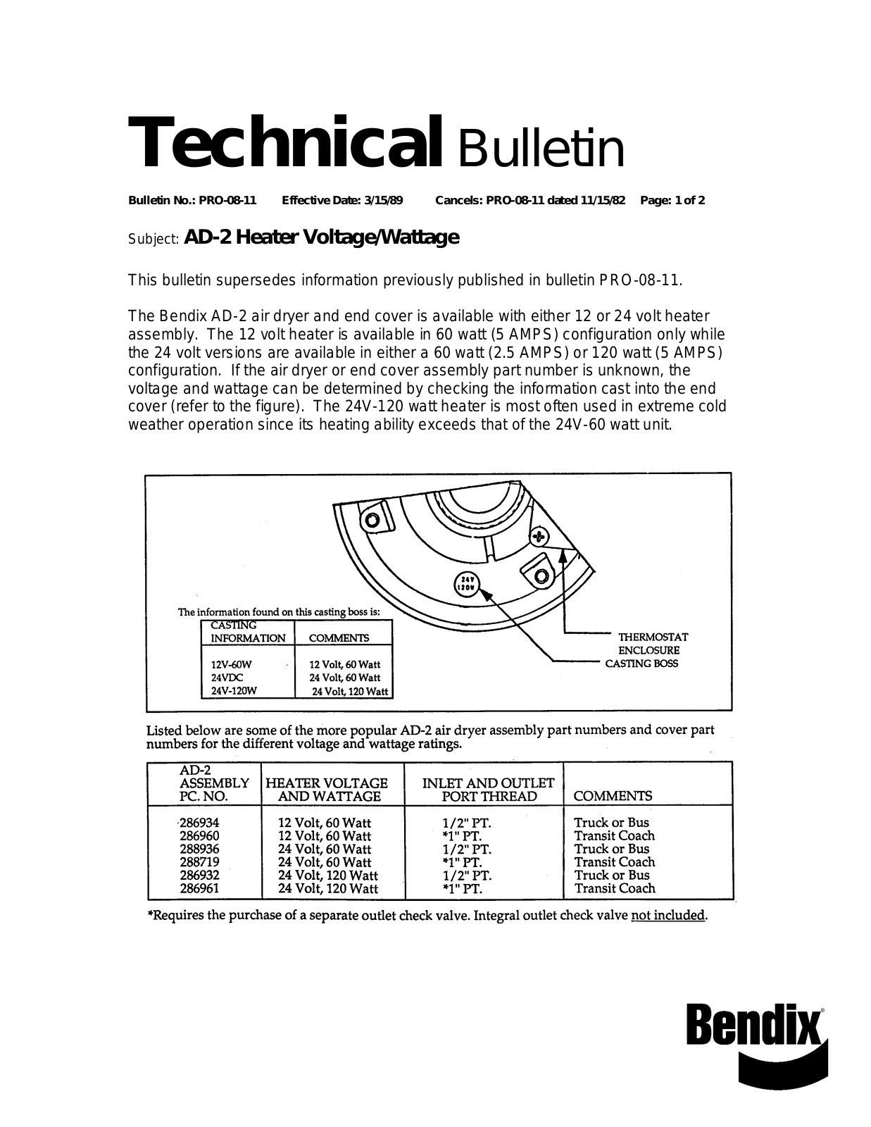 BENDIX TCH-008-011 User Manual