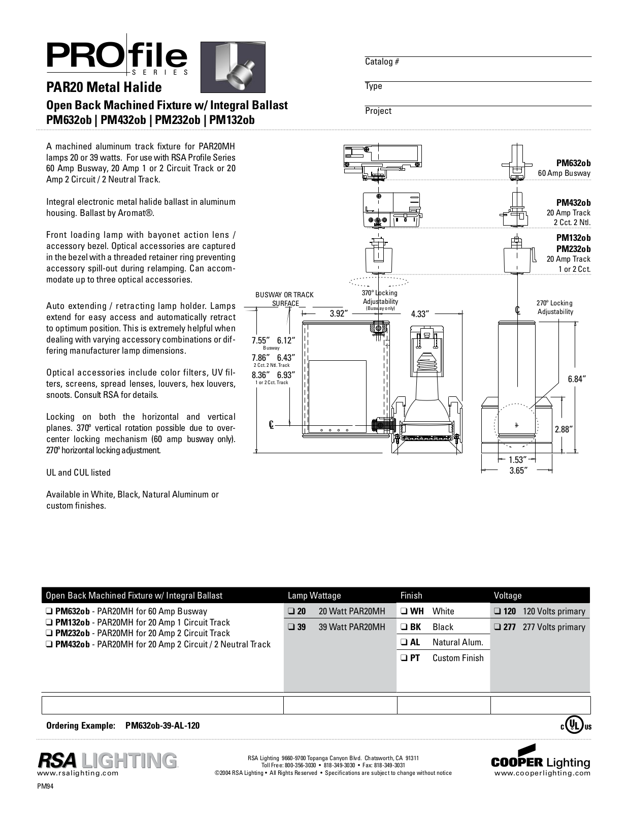 Cooper Lighting PM632ob, PM232ob, PM432ob, PM132ob User Manual