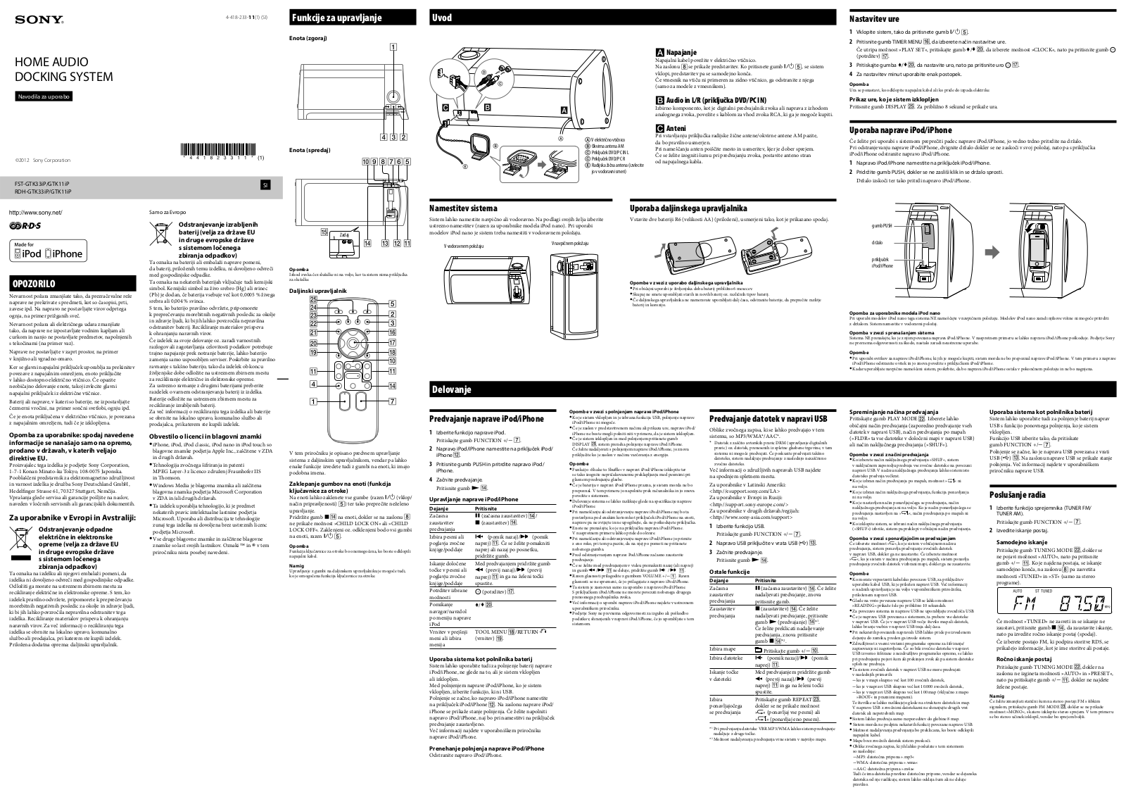 Sony RDH-GTK11iP User Manual