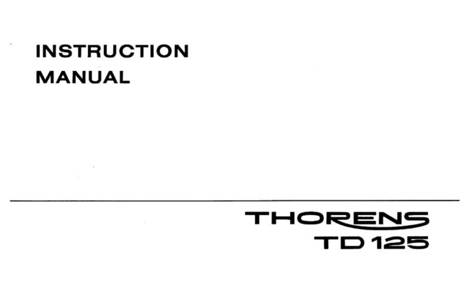 Thorens TD-125 Owners manual