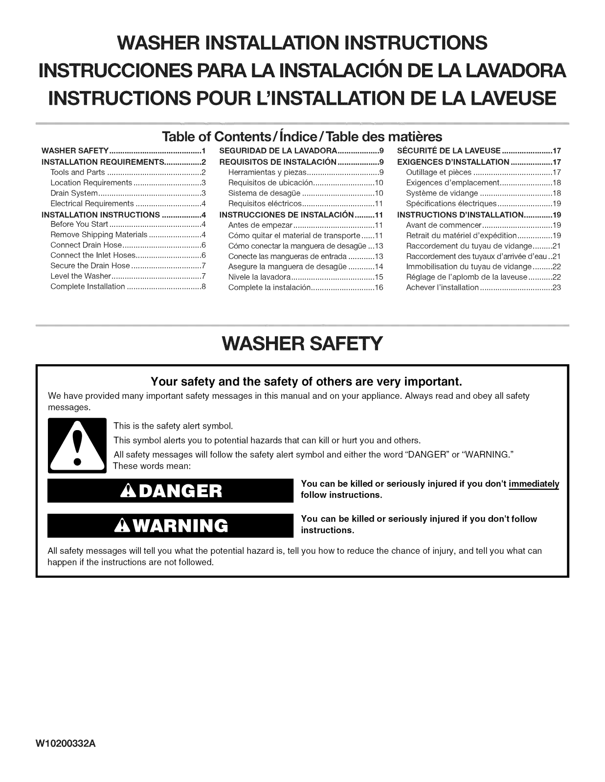 Kenmore 11020522900, 11029422800, 11029422801, 11029432800, 11029432801 Installation Guide - ManualMachine.com