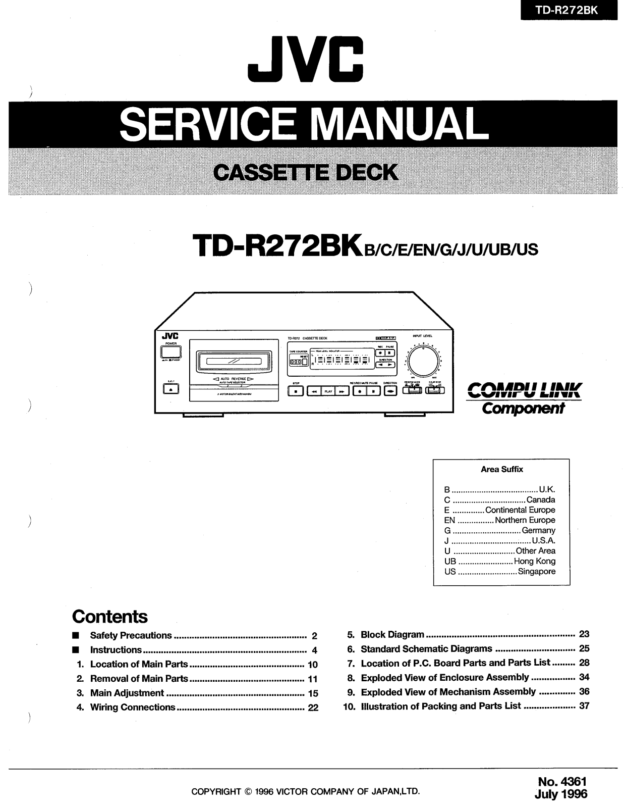 JVC TD-R272BKB, TD-R272BKC, TD-R272BKE, TD-R272BKEN, TD-R272BKG Service Manual