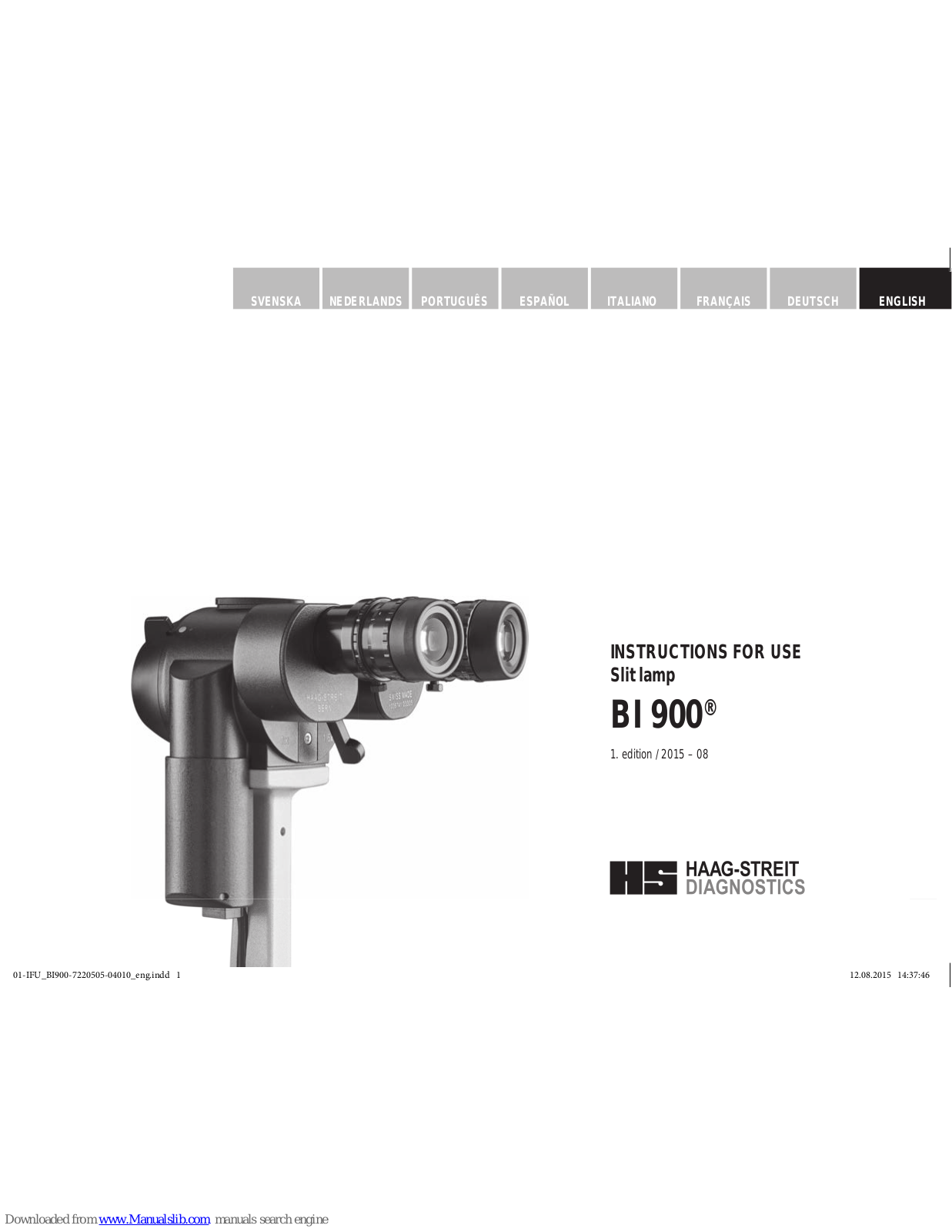 Haag-Streit BI 900 Instructions For Use Manual