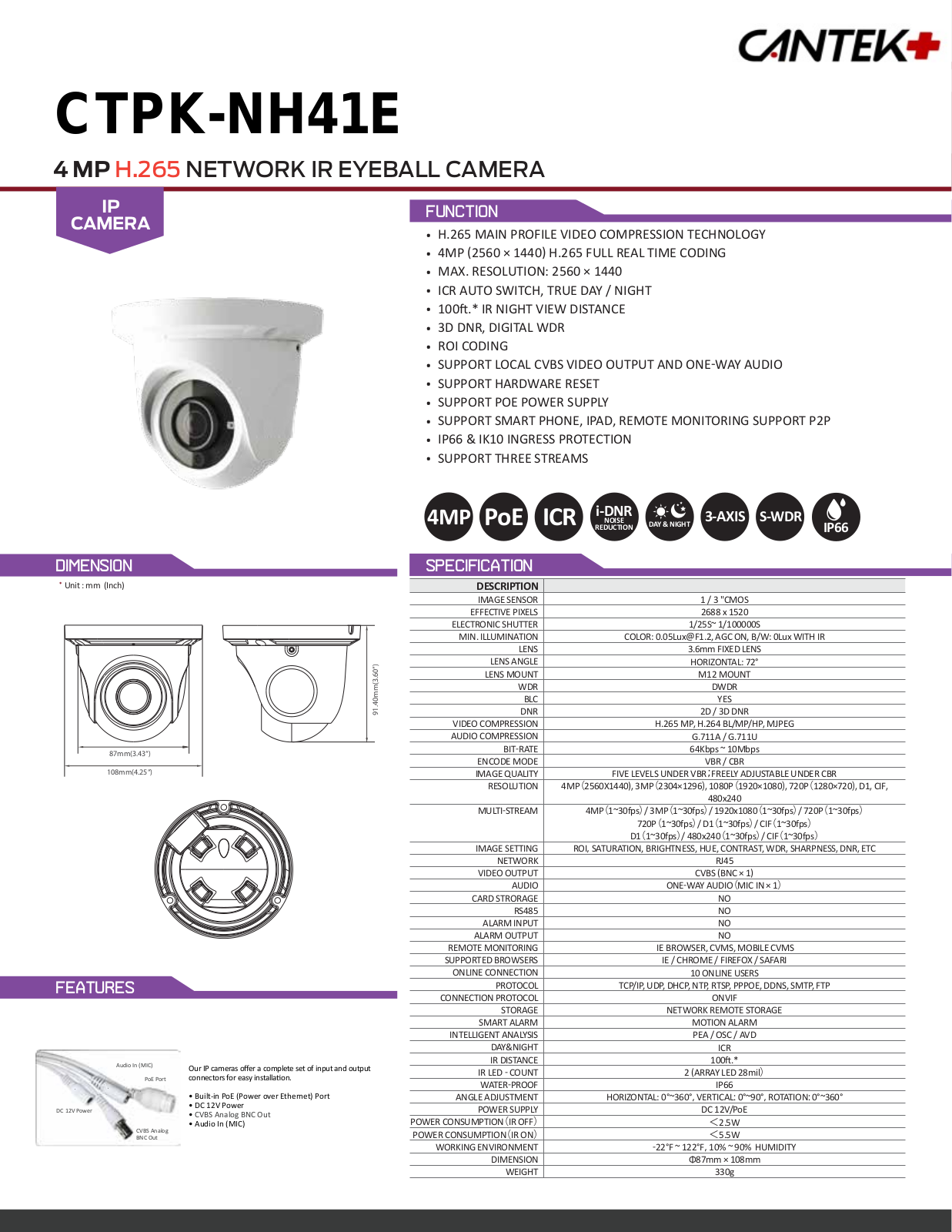 Cantek Plus CTPK-NH41E4-2T, CTPK-NH41E6-4T Specsheet