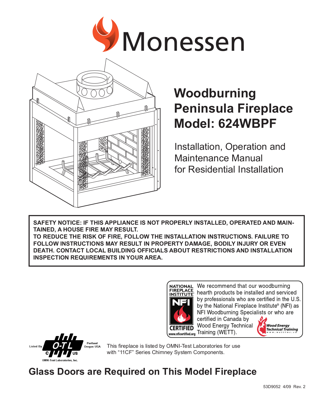 Monessen Hearth 624WBPF User Manual