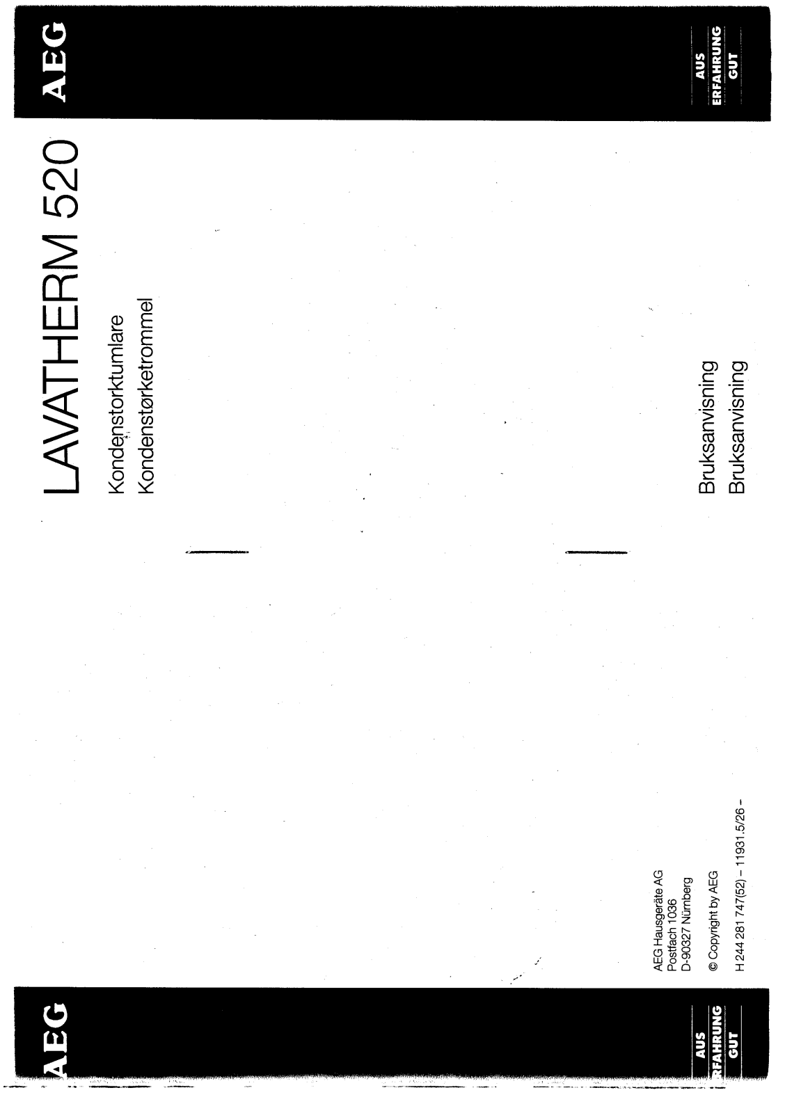 AEG LAVATHERM 520 User Manual