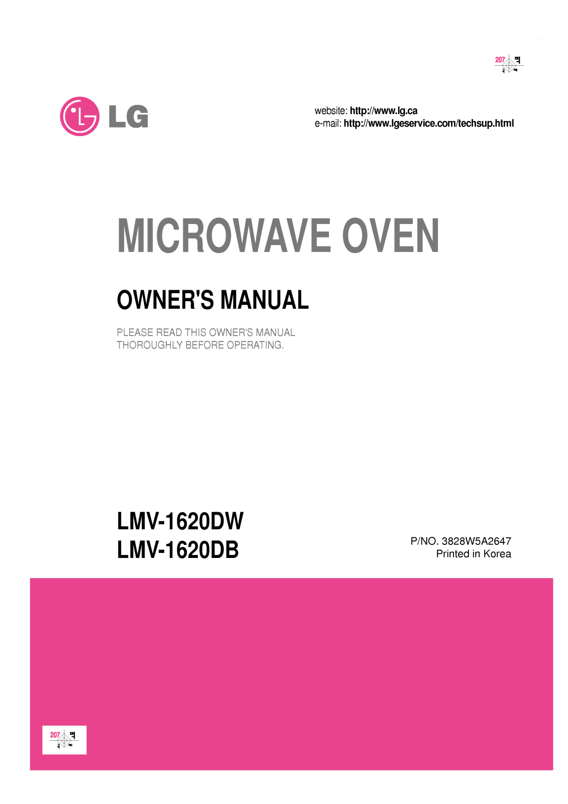 LG LMV-1620DW User Manual