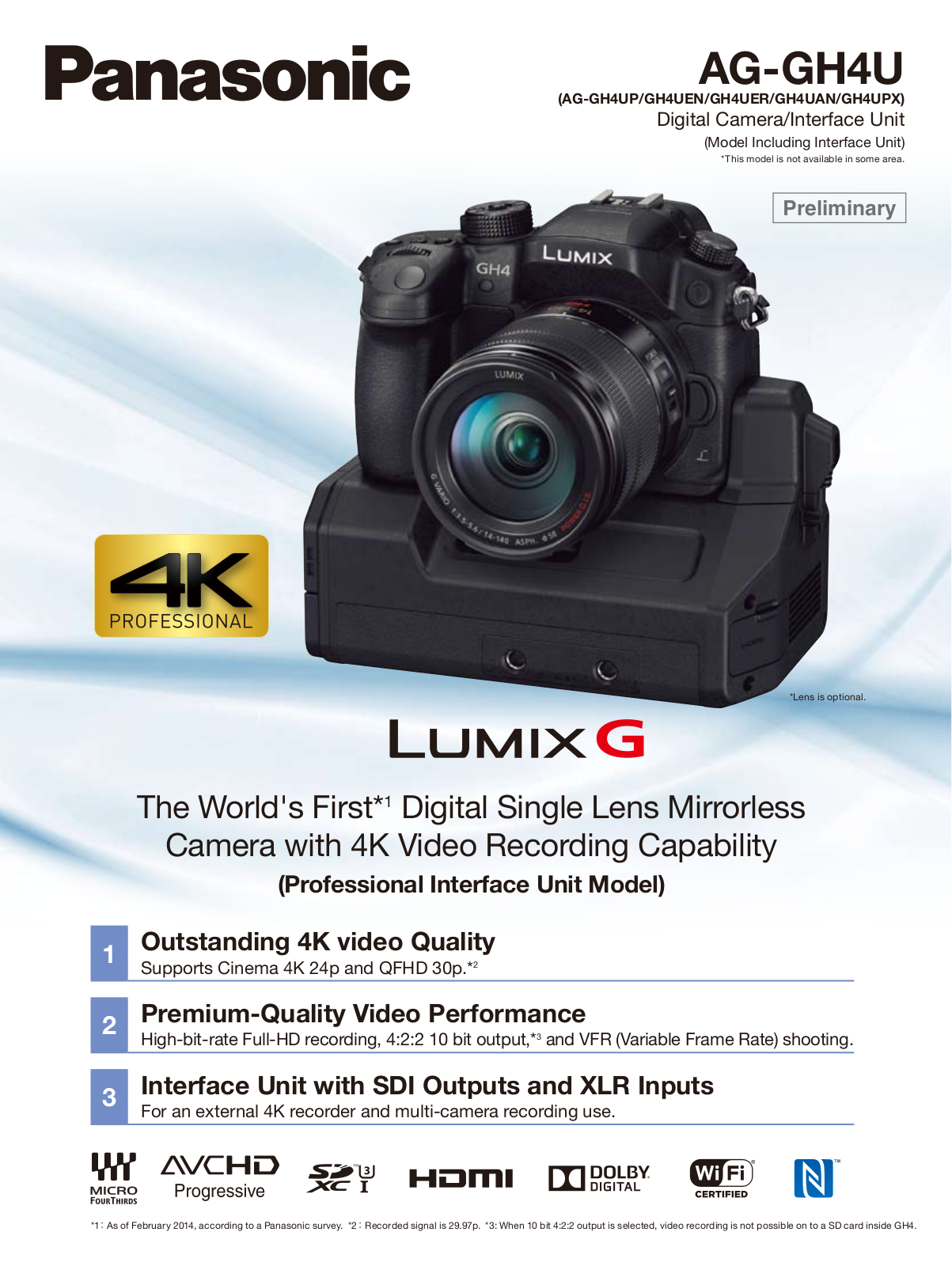 Panasonic AG-GH4UER, AG-GH4UP, AG-GH4UEN, AG-GH4UPX, AG-GH4UAN Specifications