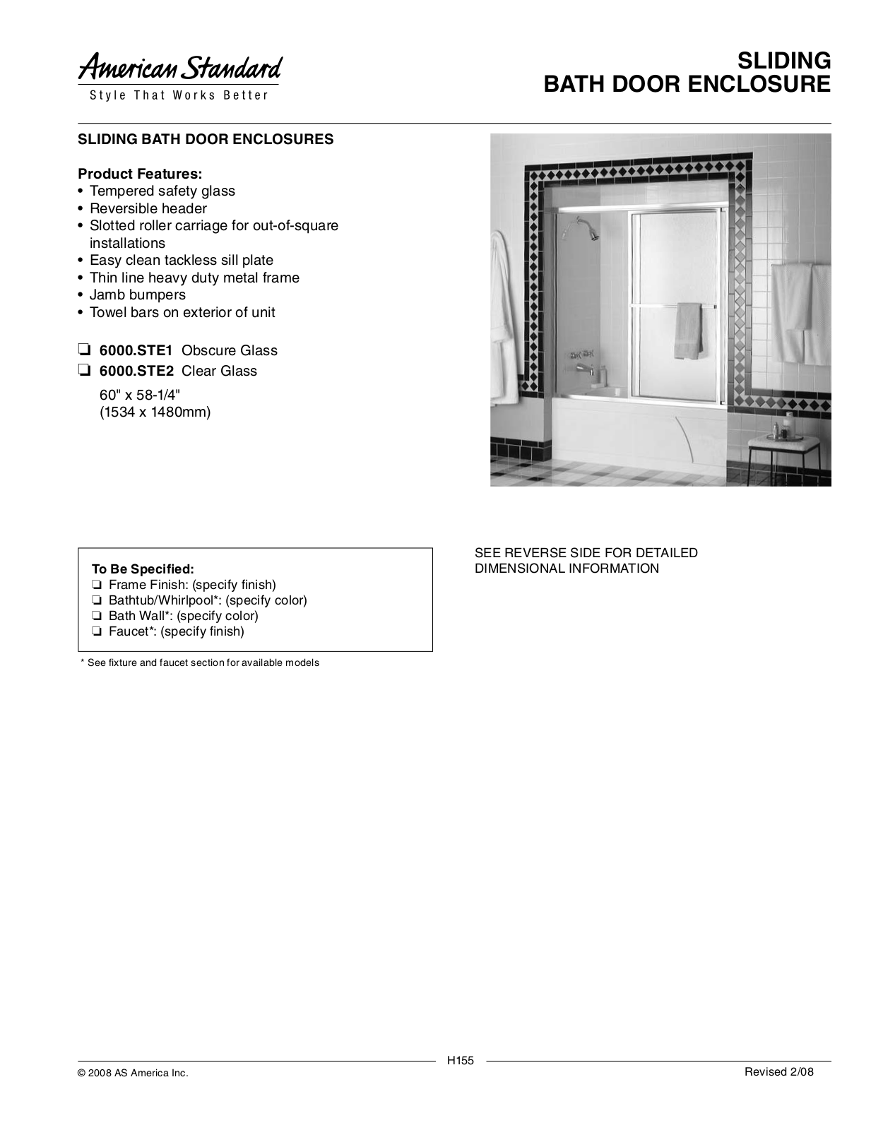 American Standard 6000.STE2, 6000.STE1 User Manual