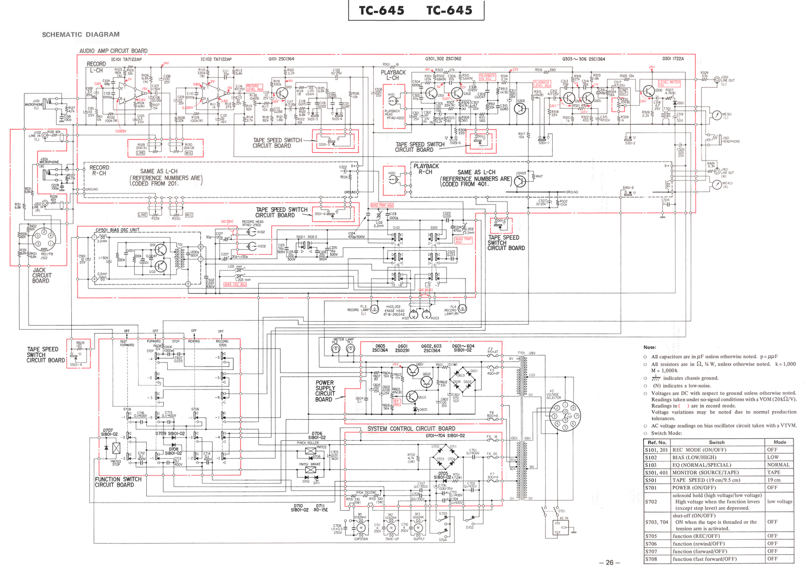 Sony TC-645 Schematic