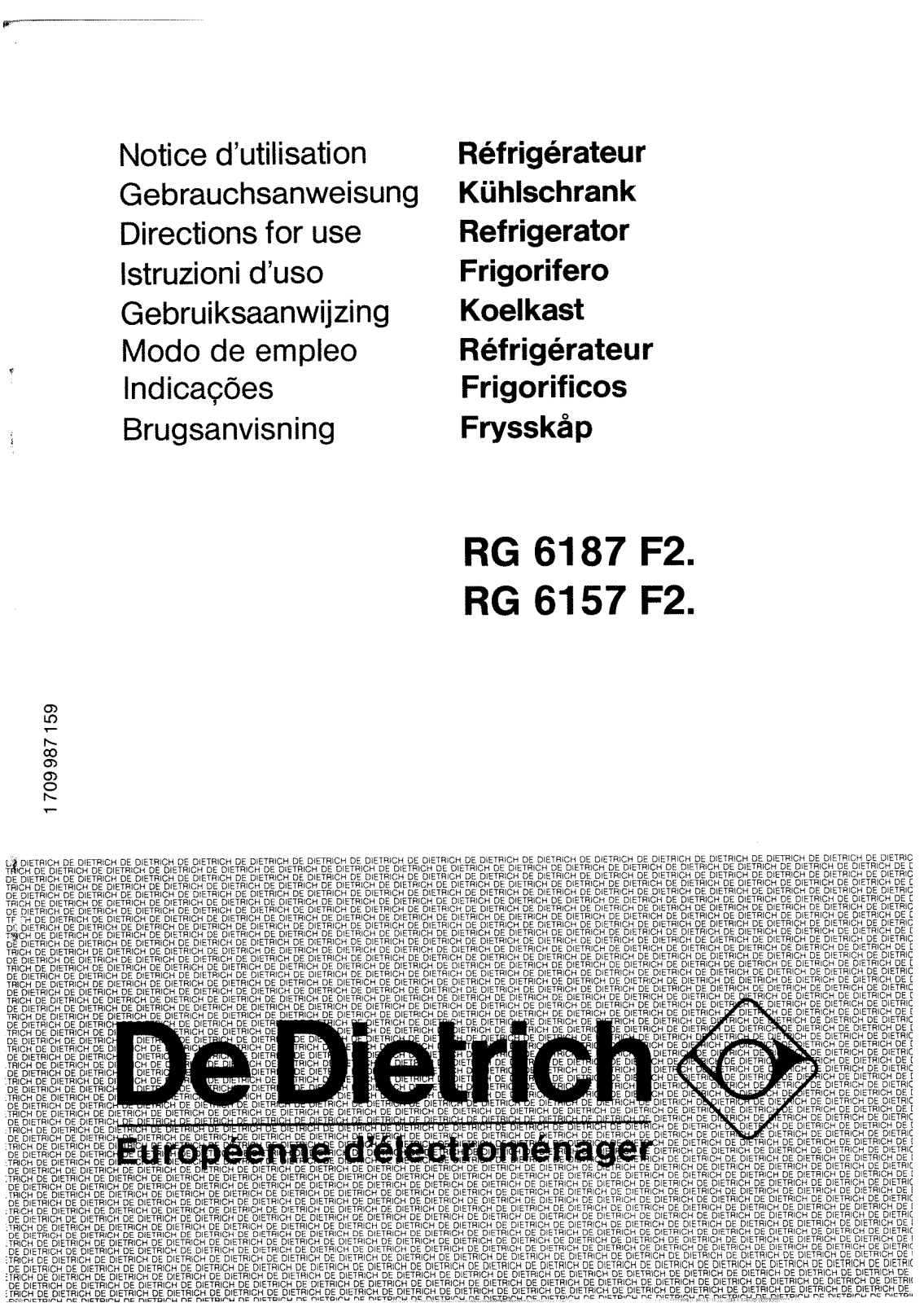 De dietrich RG6187F2, RG6157F2 User Manual