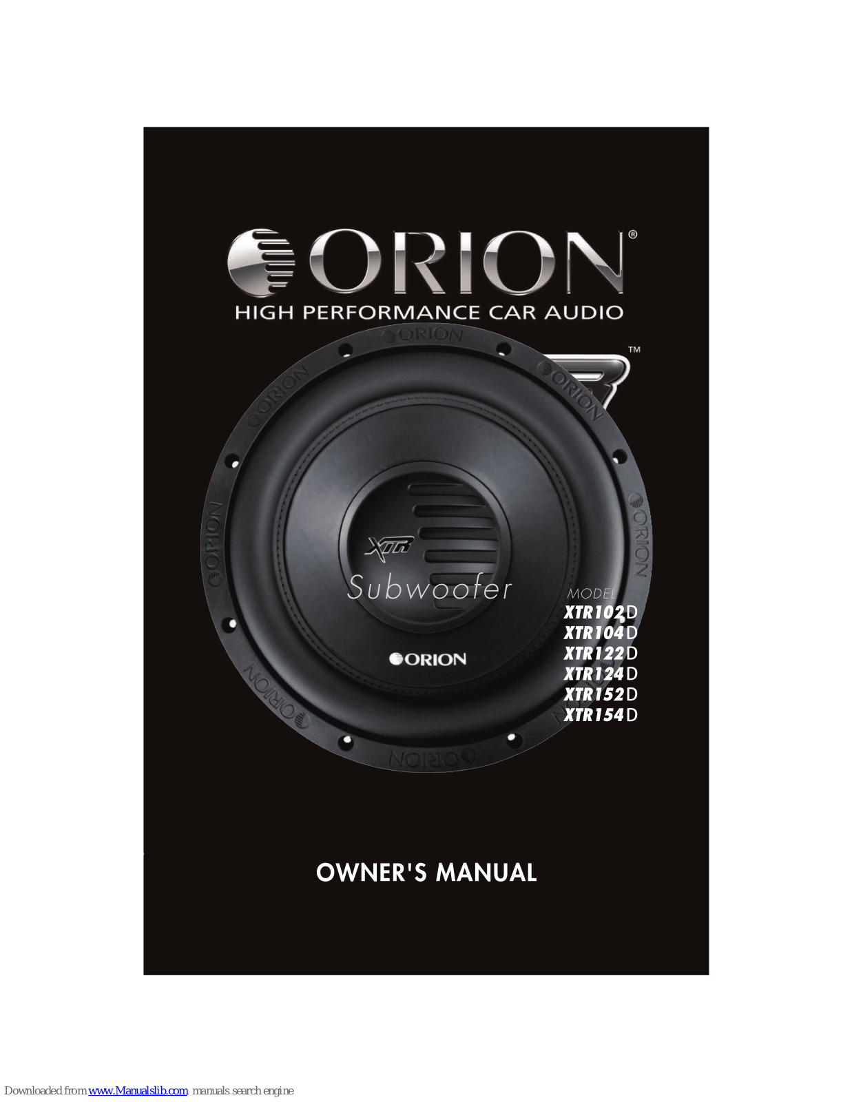 Orion XTR102D, XTR104D, XTR122D, XTR154D, XTR124D Owner's Manual