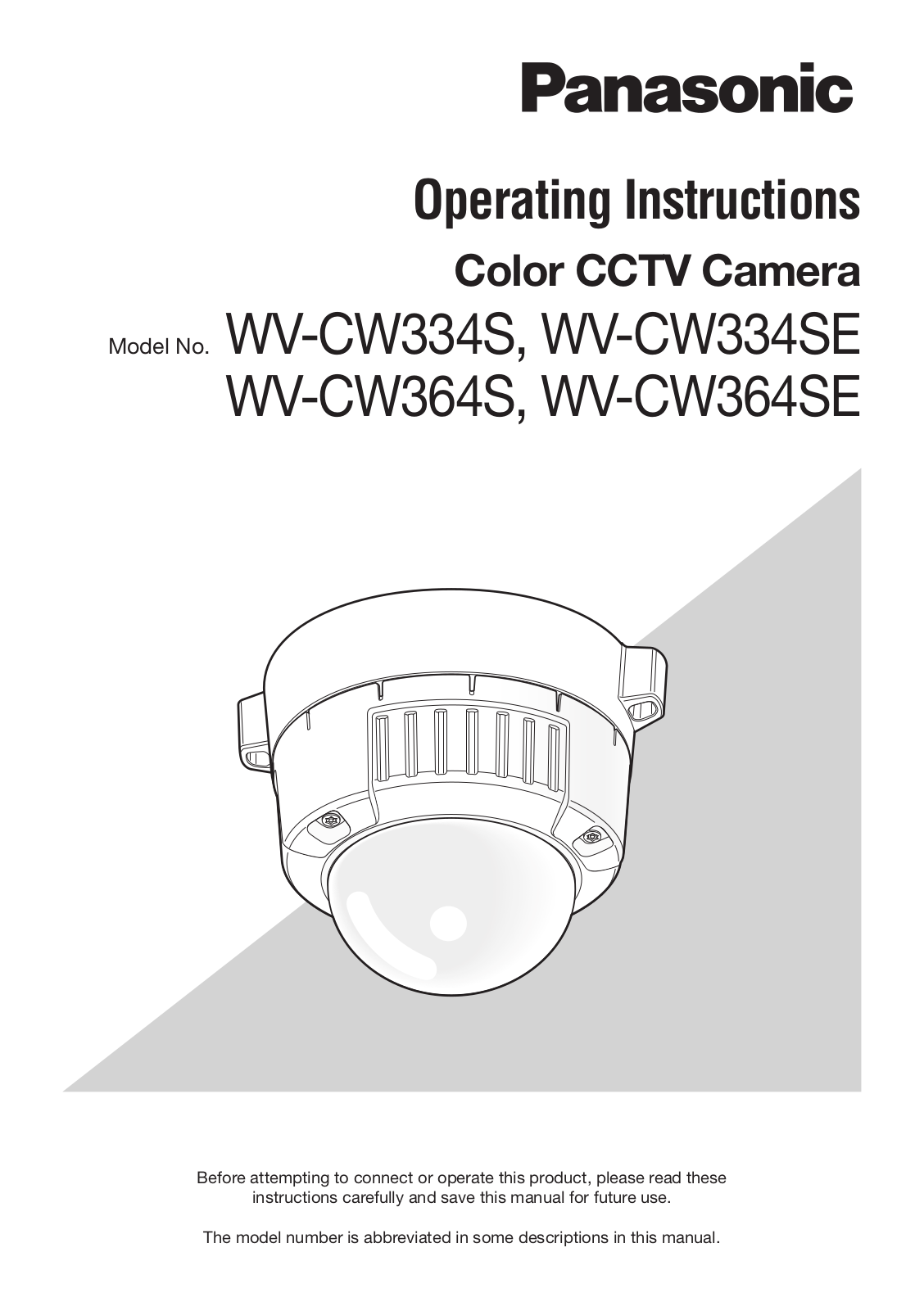 Panasonic WV-CW334, WV-CW364 Operating Instructions