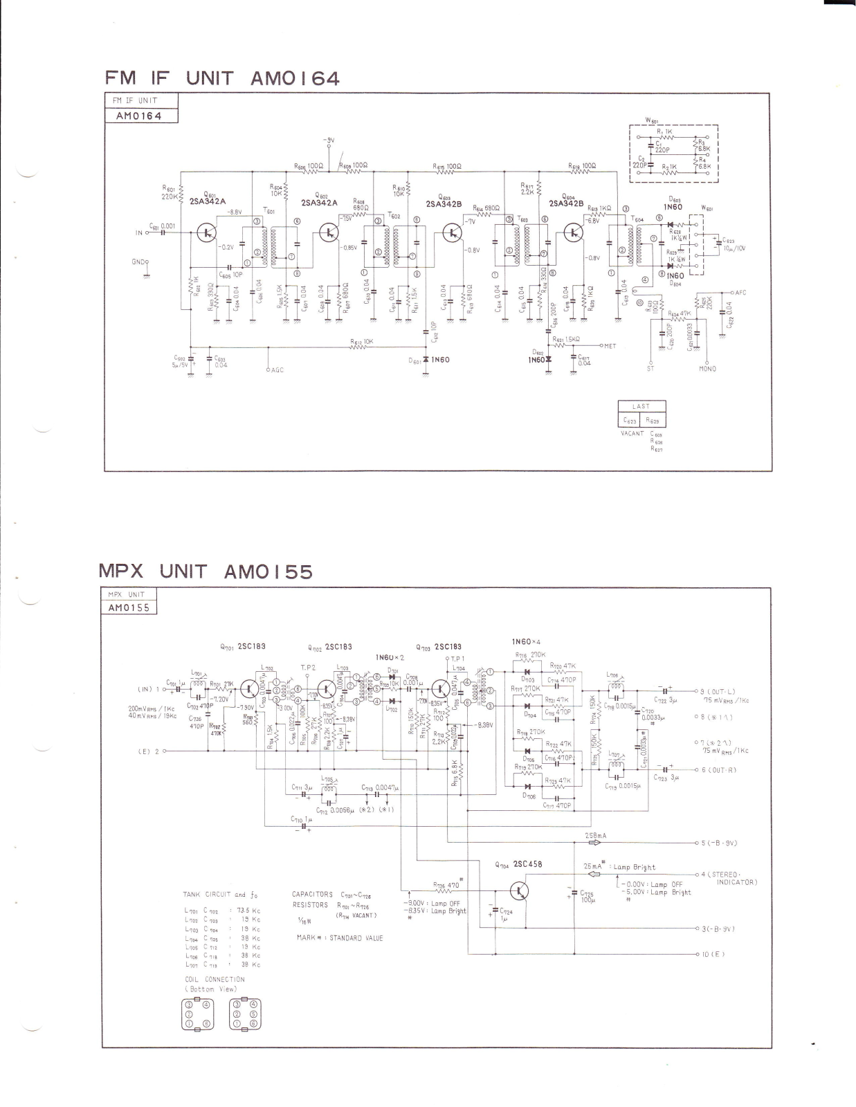 Pioneer AM-0155, AM-0164 Schematic