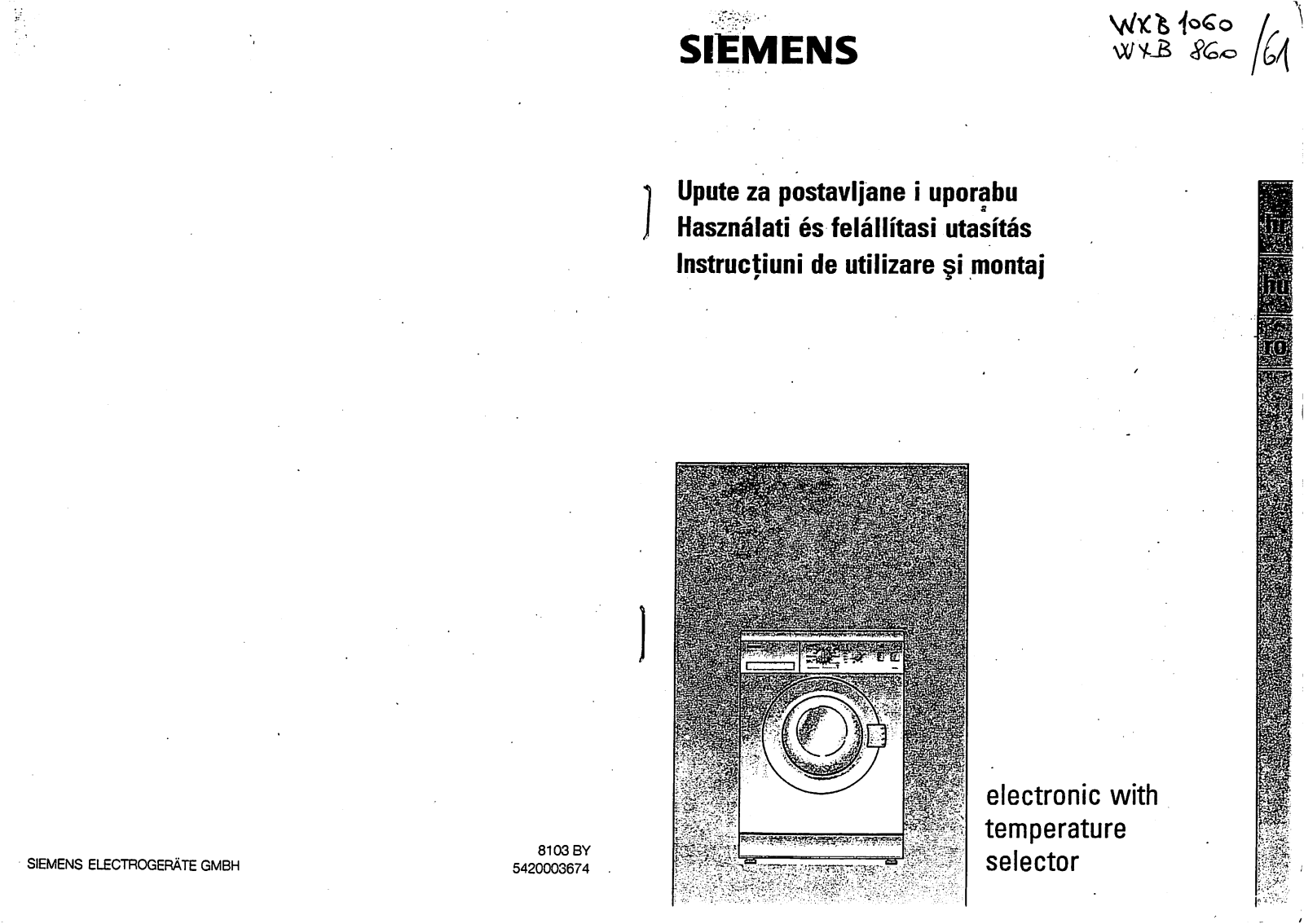 Siemens WXB 860, XB 1060, WXB 1060, XB 860 Manual