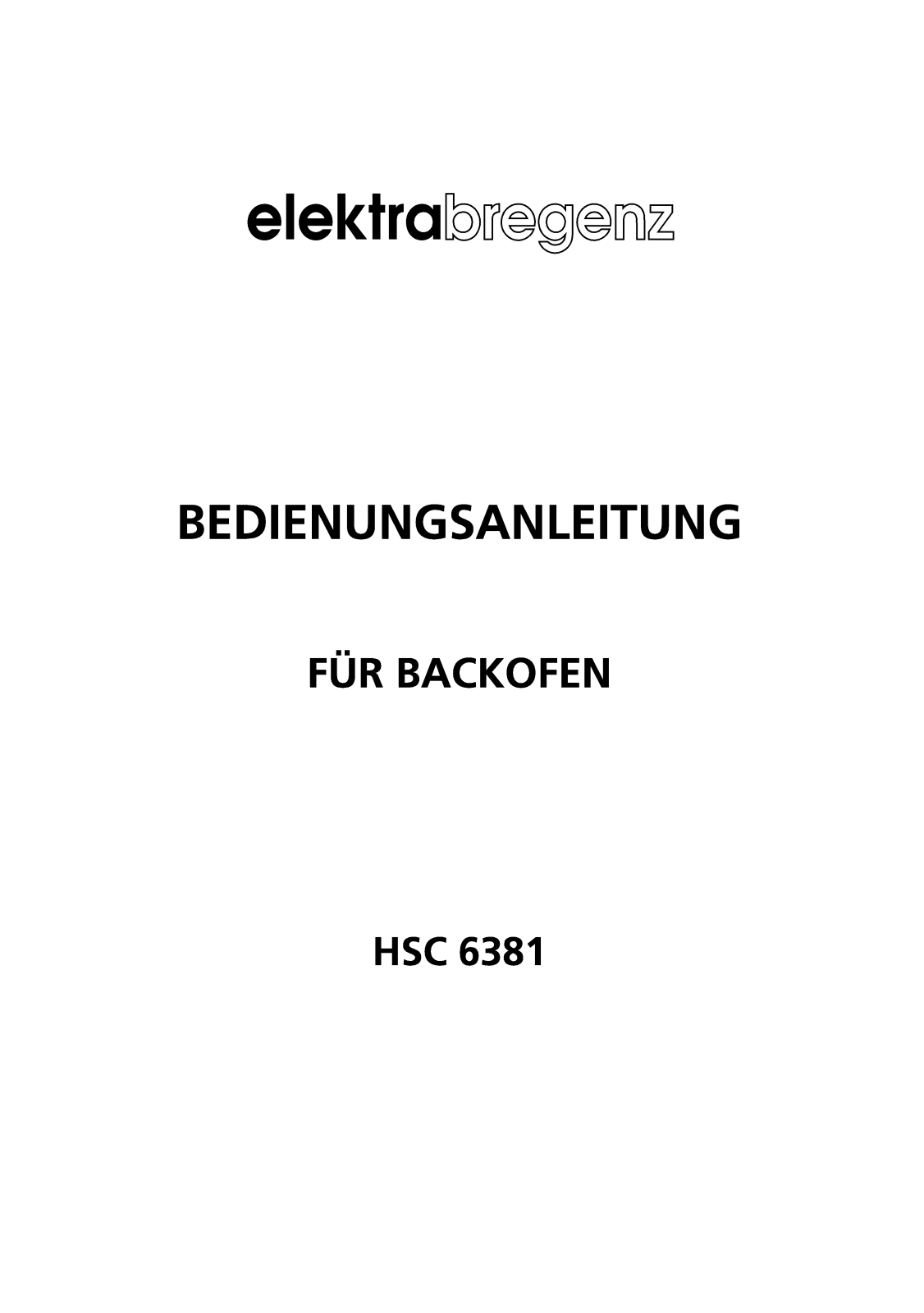 Elektra Bregenz HSC 6381 User Manual