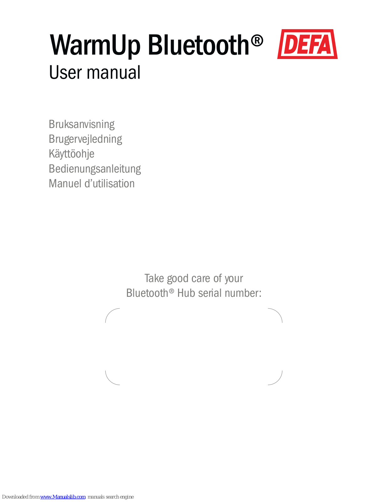 DEFA WarmUp Bluetooth User Manual - ManualMachine.com