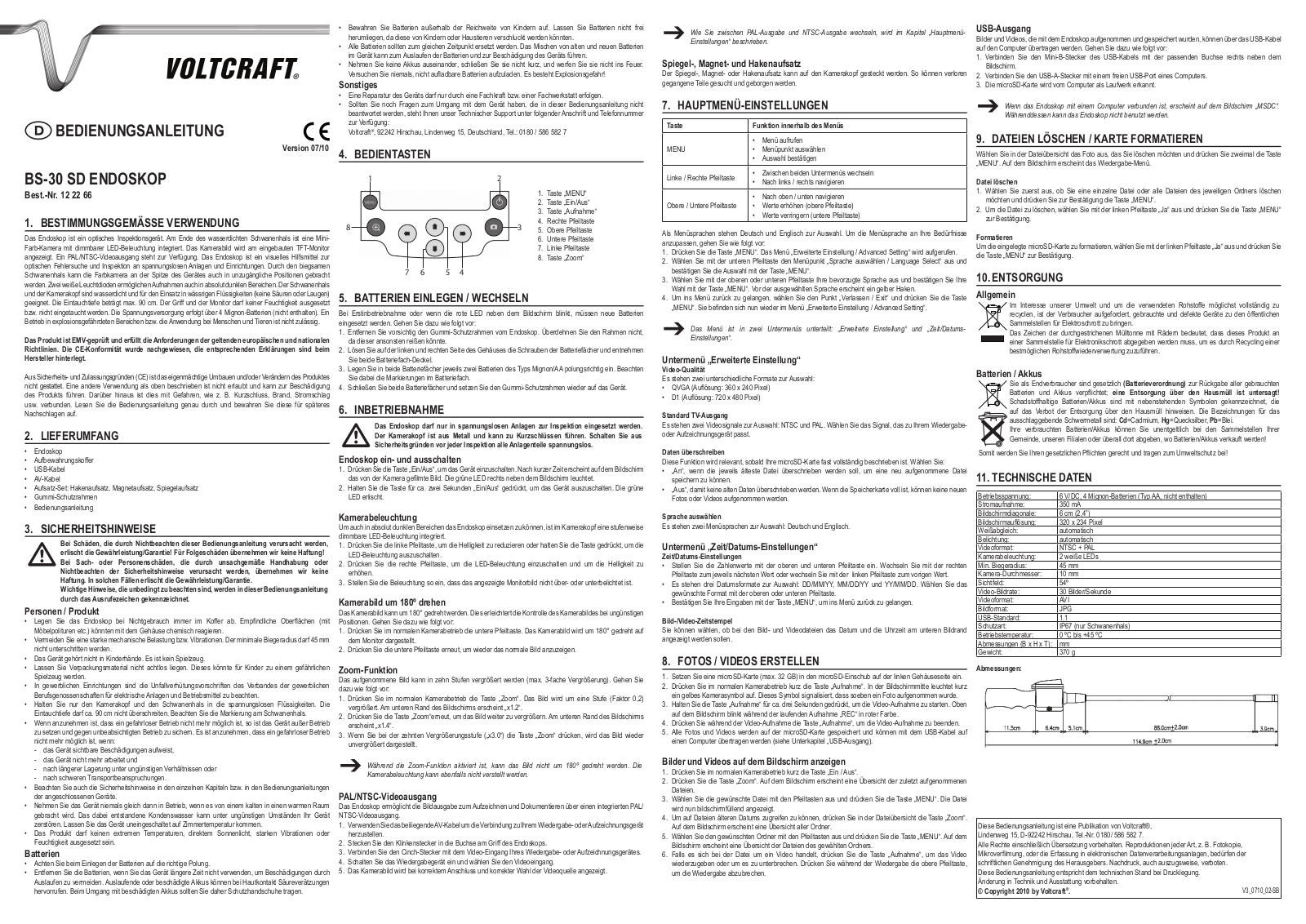 VOLTCRAFT BS-30 SD User guide