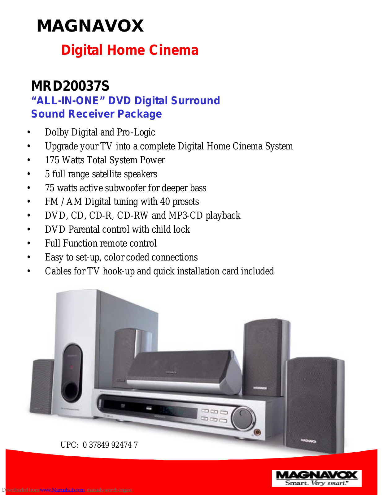 Magnavox MRD200, MRD20037, MRD20037S Specifications