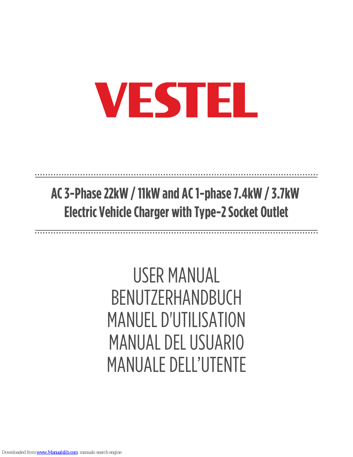 VESTEL EVC02-AC22-T2S, EVC02-AC11 Series, EVC02-AC22, EVC02-AC22R, EVC02-AC22R-T2S User Manual