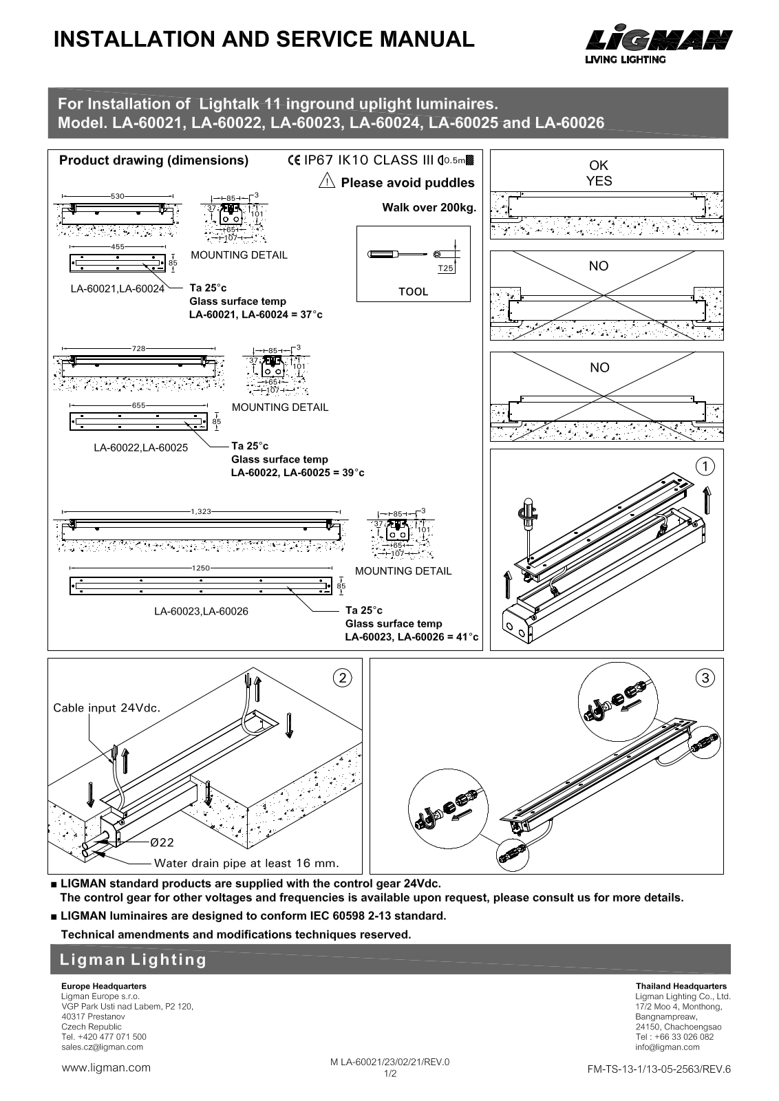 Ligman LA-60021, LA-60022, LA-60023, LA-60024, LA-60025 Installation Manual - ManualMachine.com