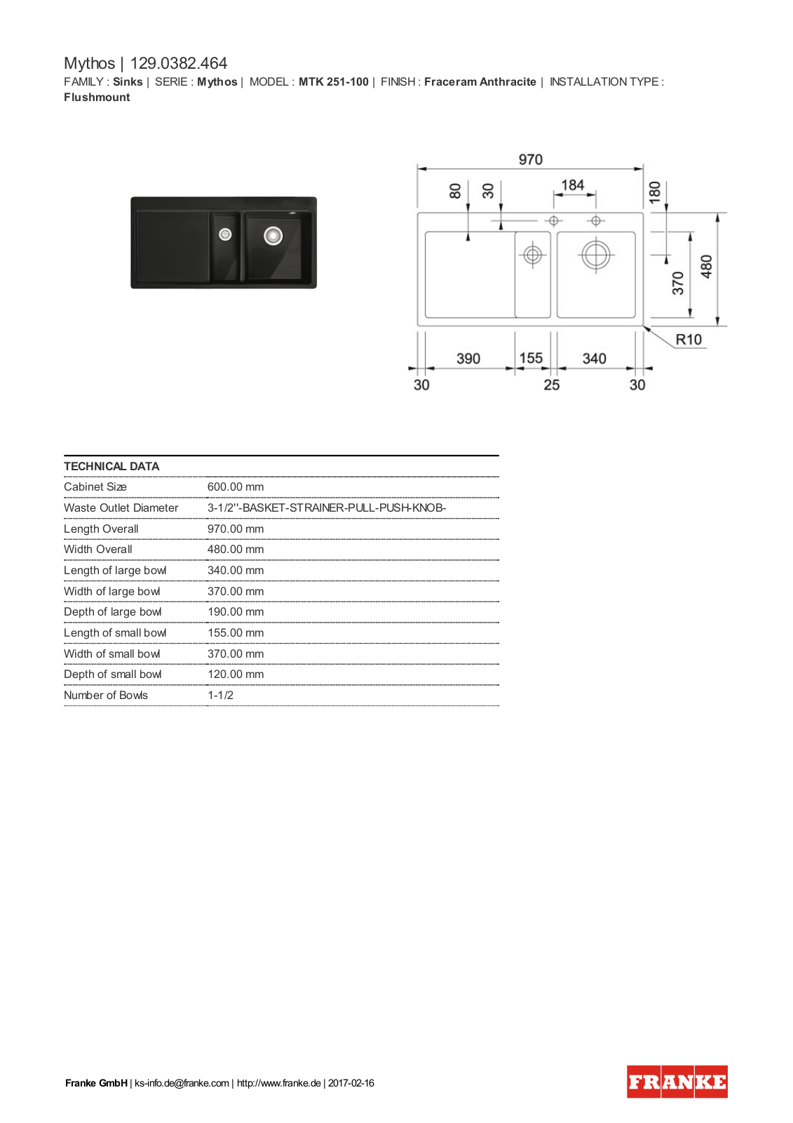 Franke 129.0382.464 Service Manual